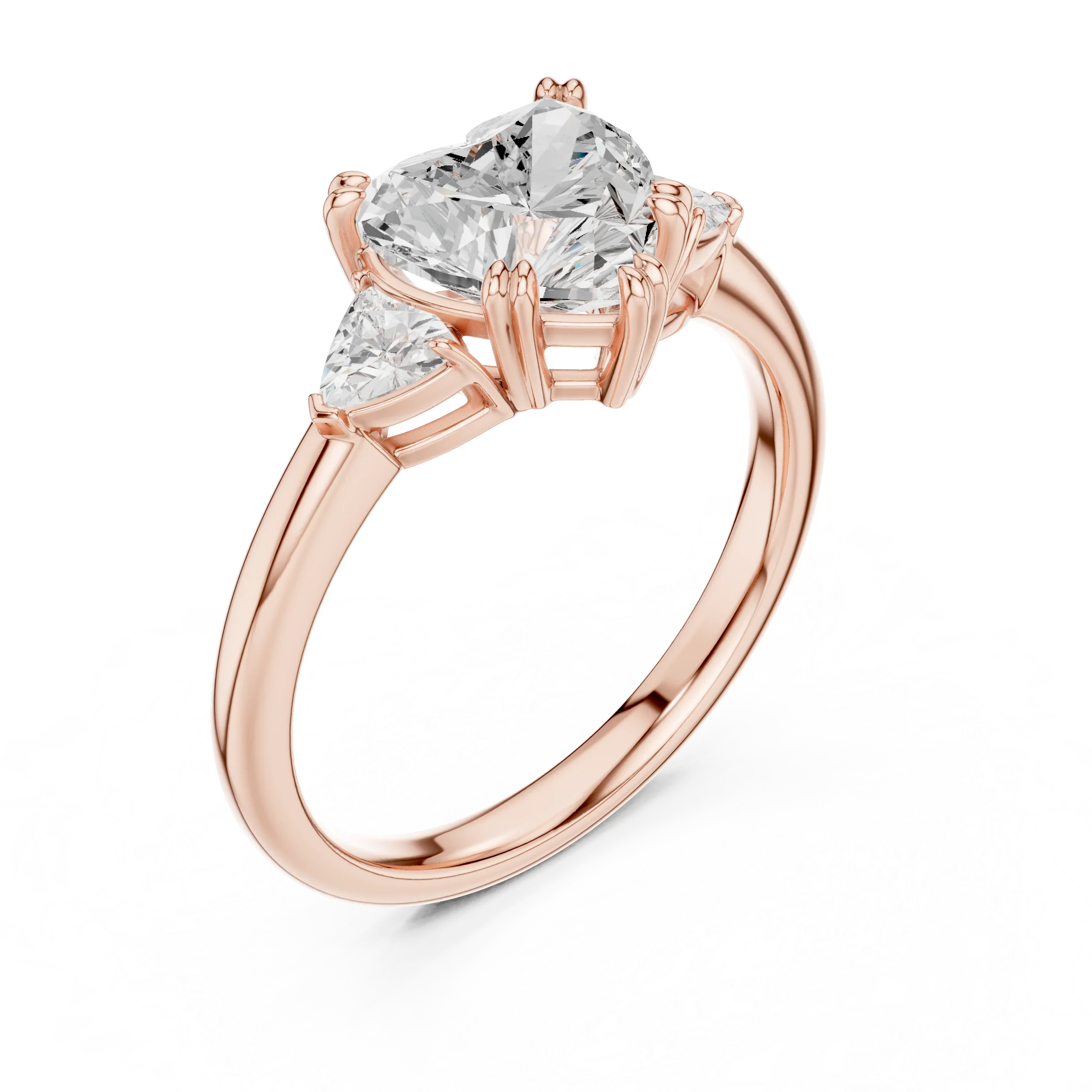Trillion Side Diamond Heart Shape Engagement Ring