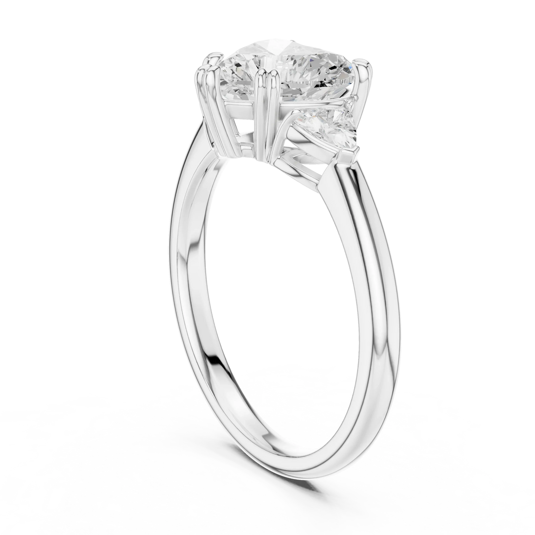 Trillion Side Diamond Heart Shape Engagement Ring