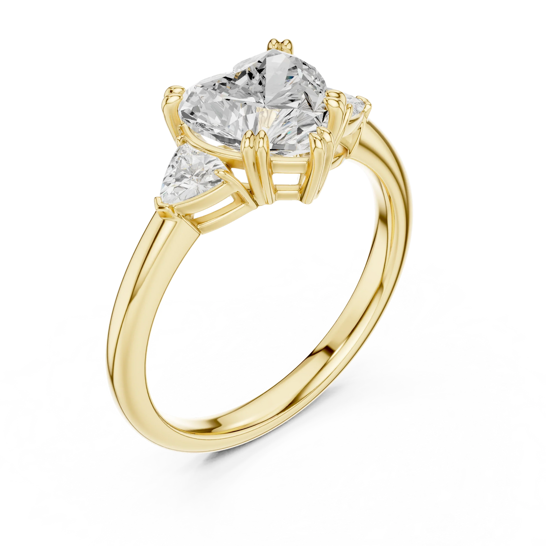 Trillion Side Diamond Heart Shape Engagement Ring