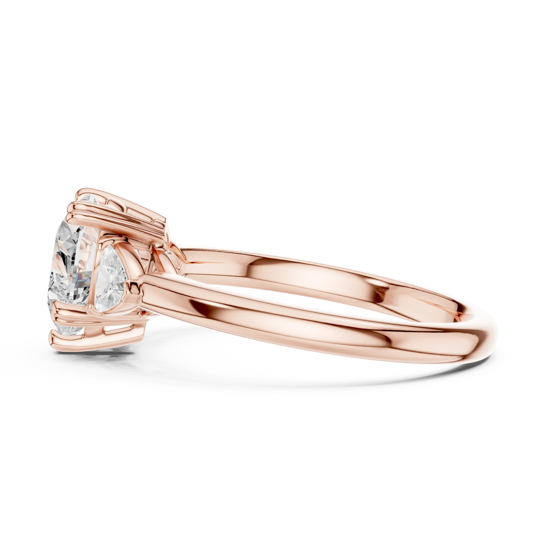 Trillion Side Diamond Heart Shape Engagement Ring