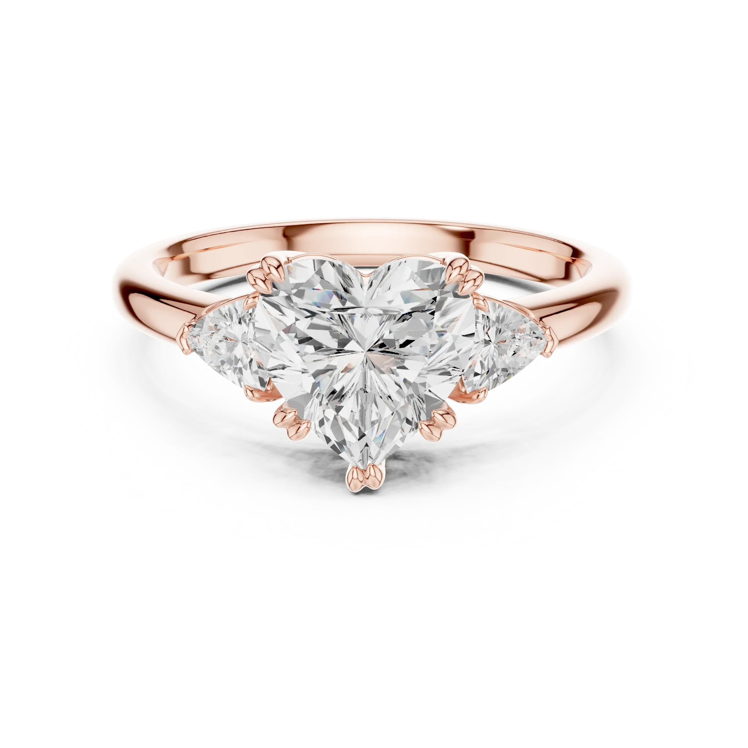 Trillion Side Diamond Heart Shape Engagement Ring