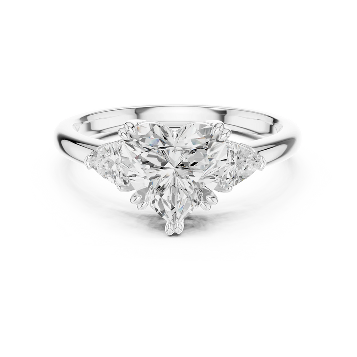Trillion Side Diamond Heart Shape Engagement Ring