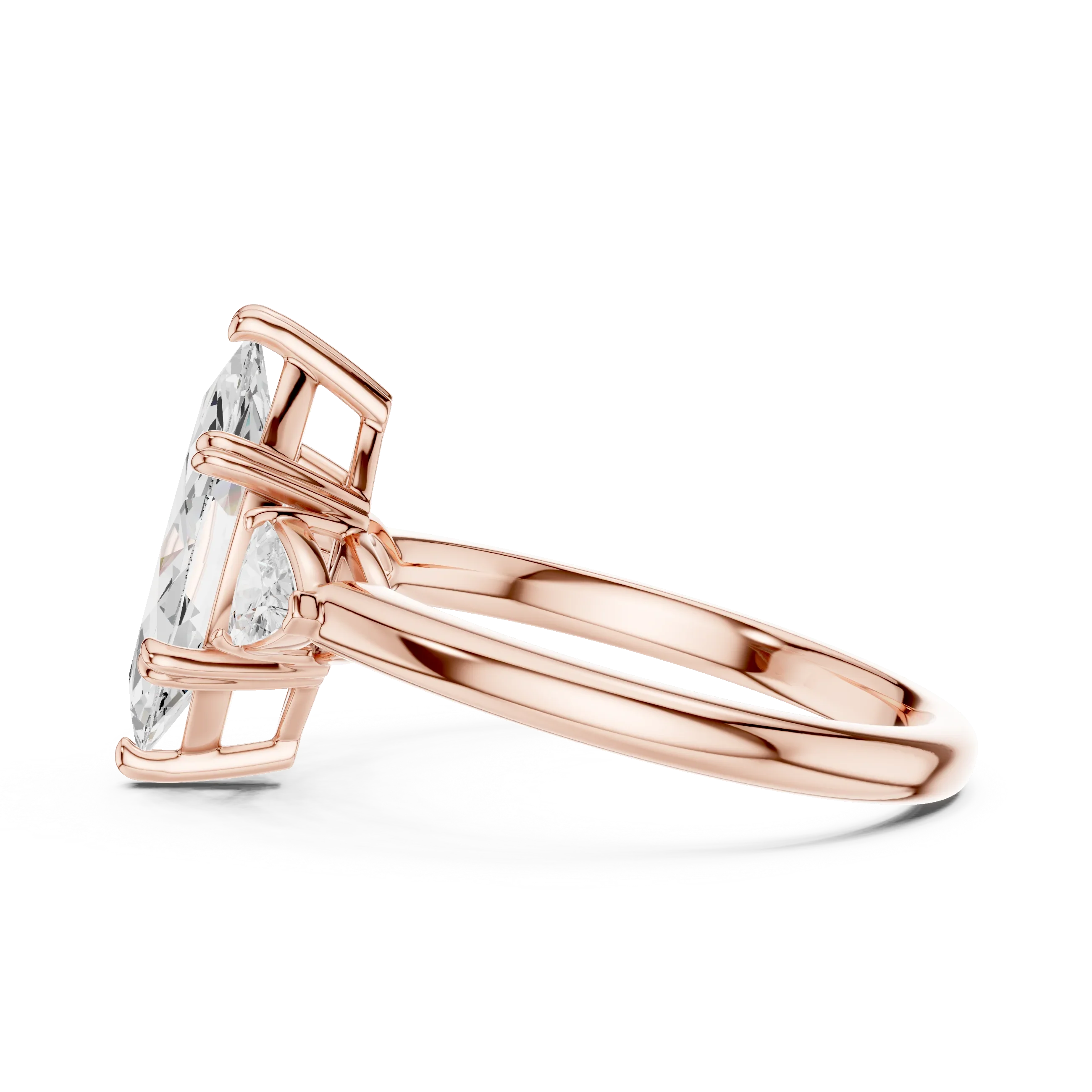 Trillion Side Diamond Marquise Shape Engagement Ring