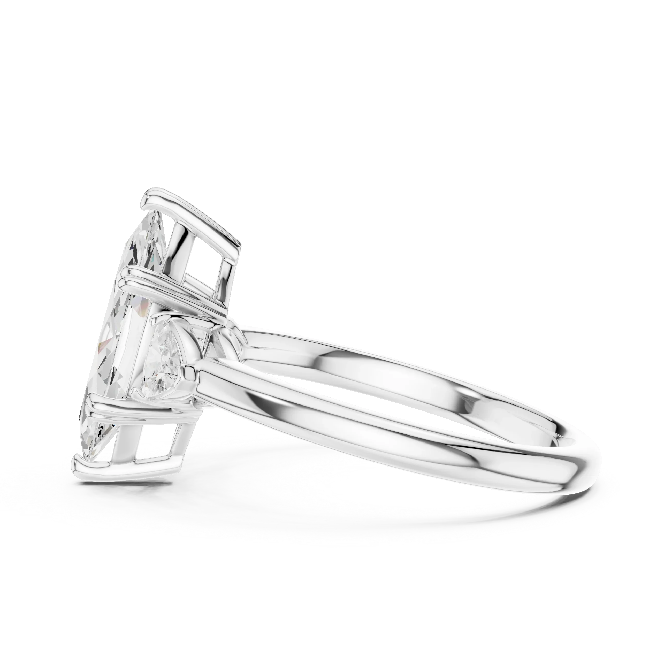Trillion Side Diamond Marquise Shape Engagement Ring