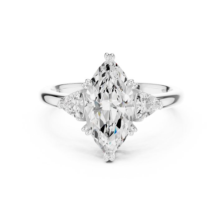 Trillion Side Diamond Marquise Shape Engagement Ring