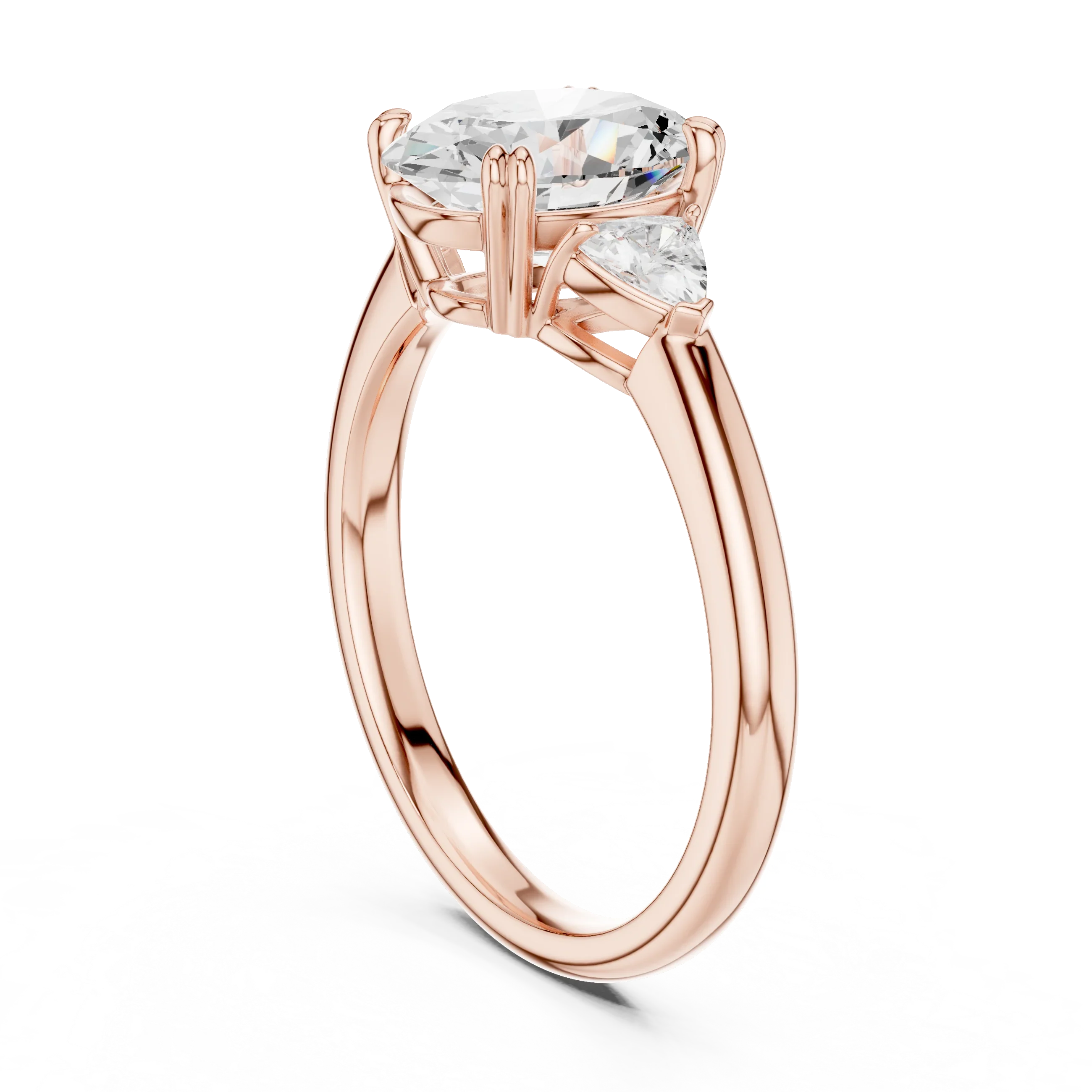Trillion Side Diamond Oval Shape Engagement Ring