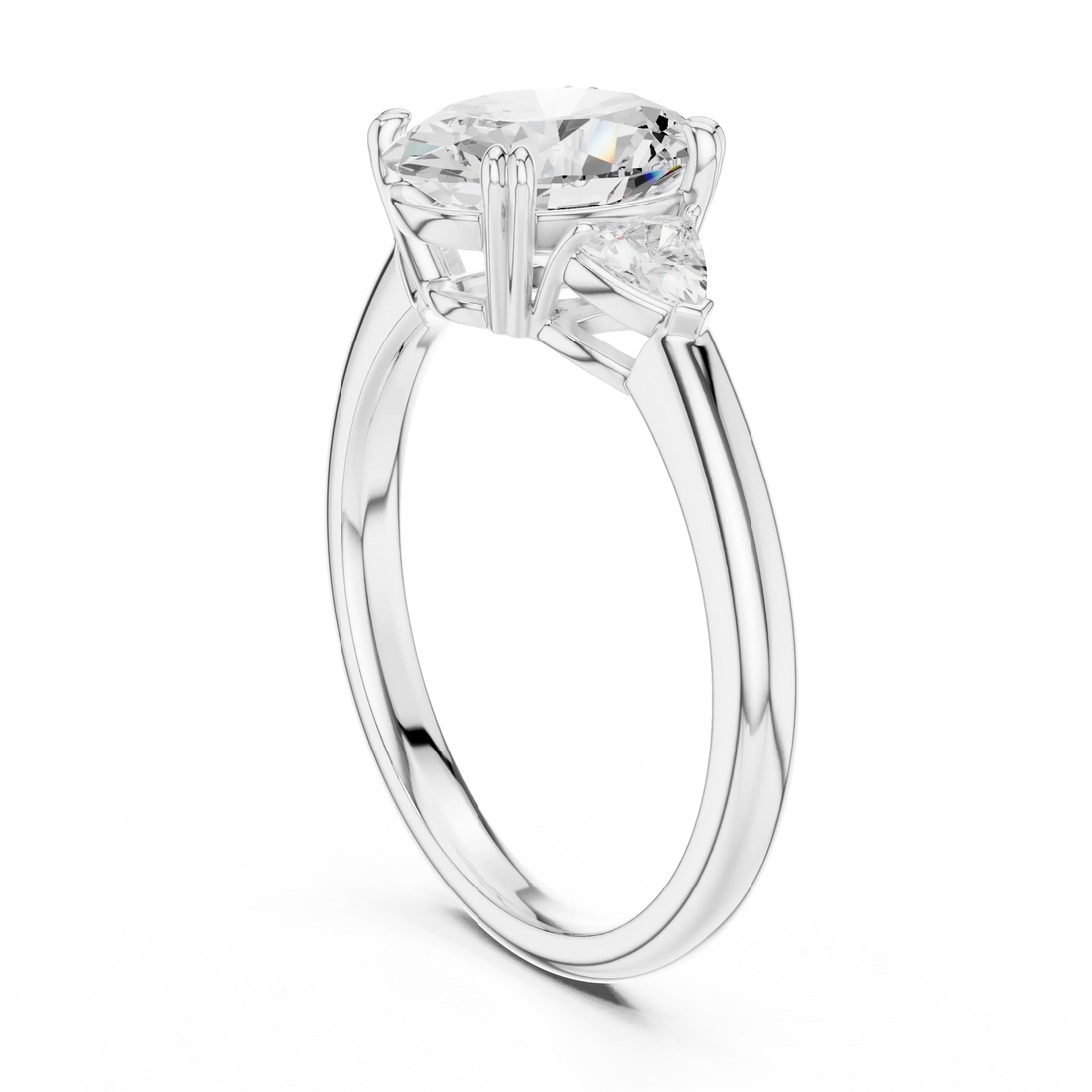 Trillion Side Diamond Oval Shape Engagement Ring