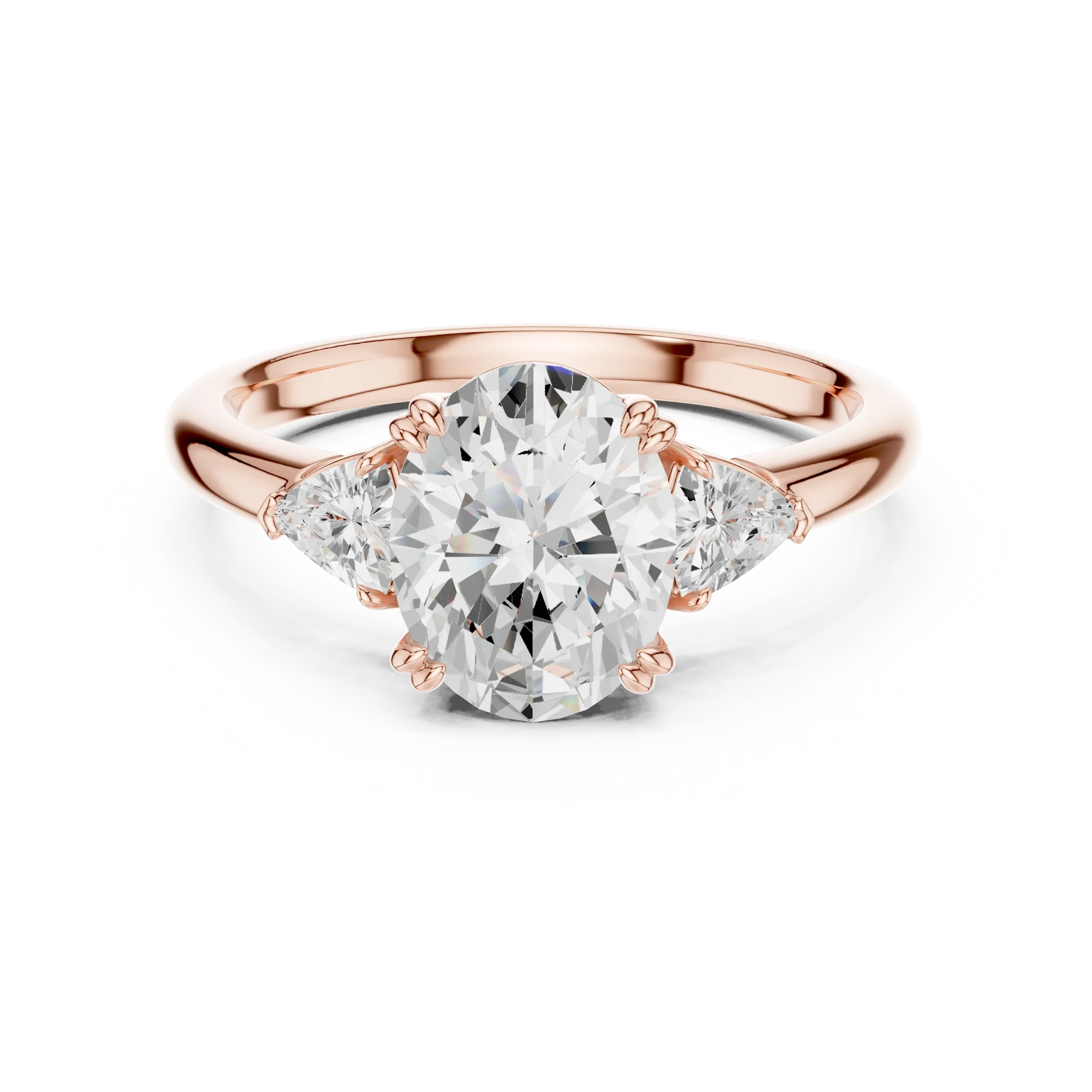 Trillion Side Diamond Oval Shape Engagement Ring