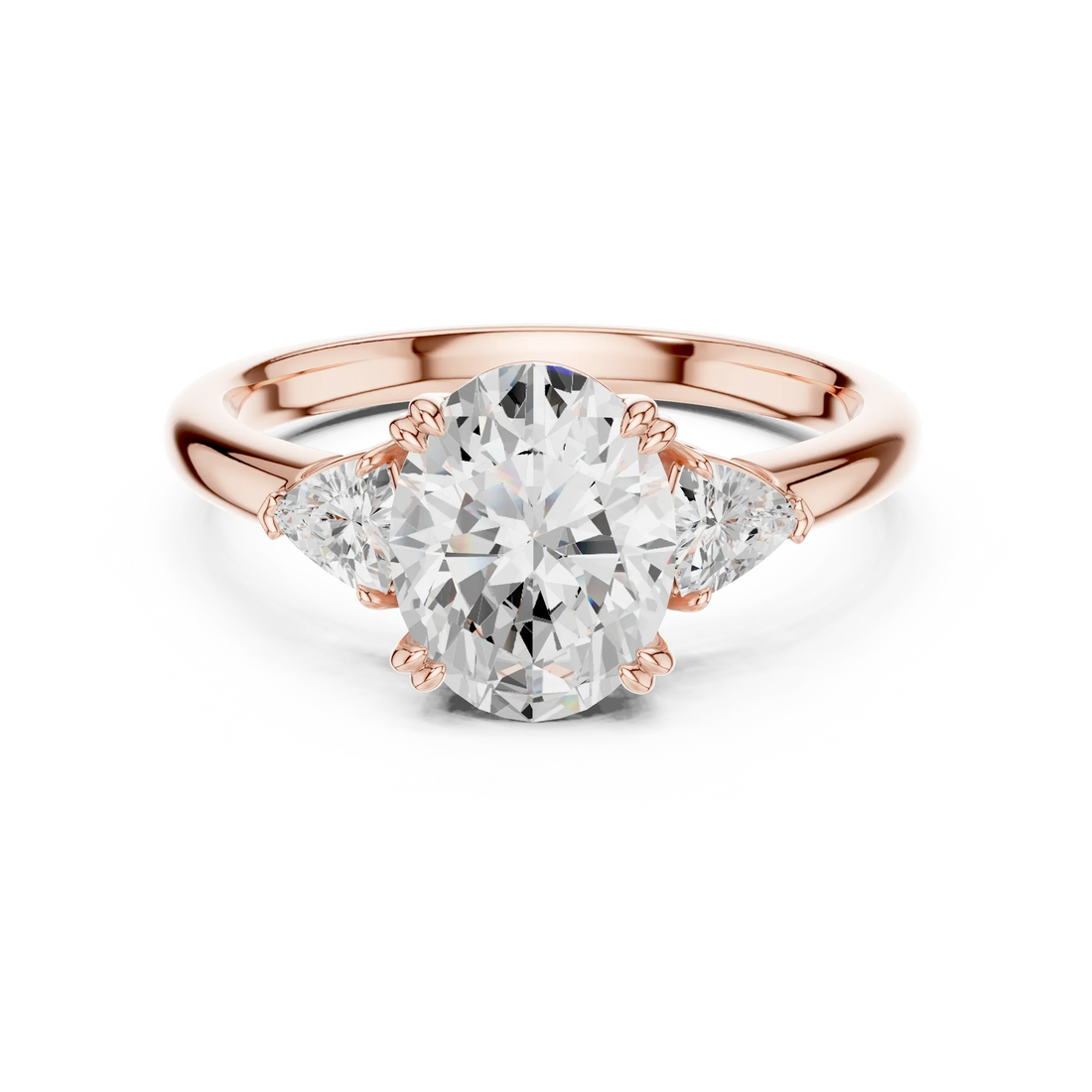 Trillion Side Diamond Oval Shape Engagement Ring