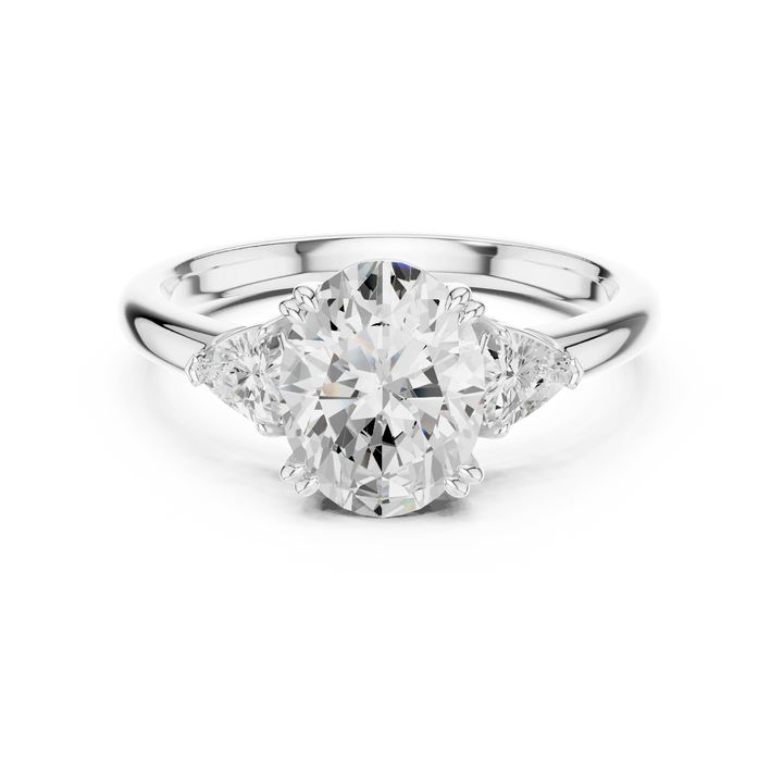 Trillion Side Diamond Oval Shape Engagement Ring