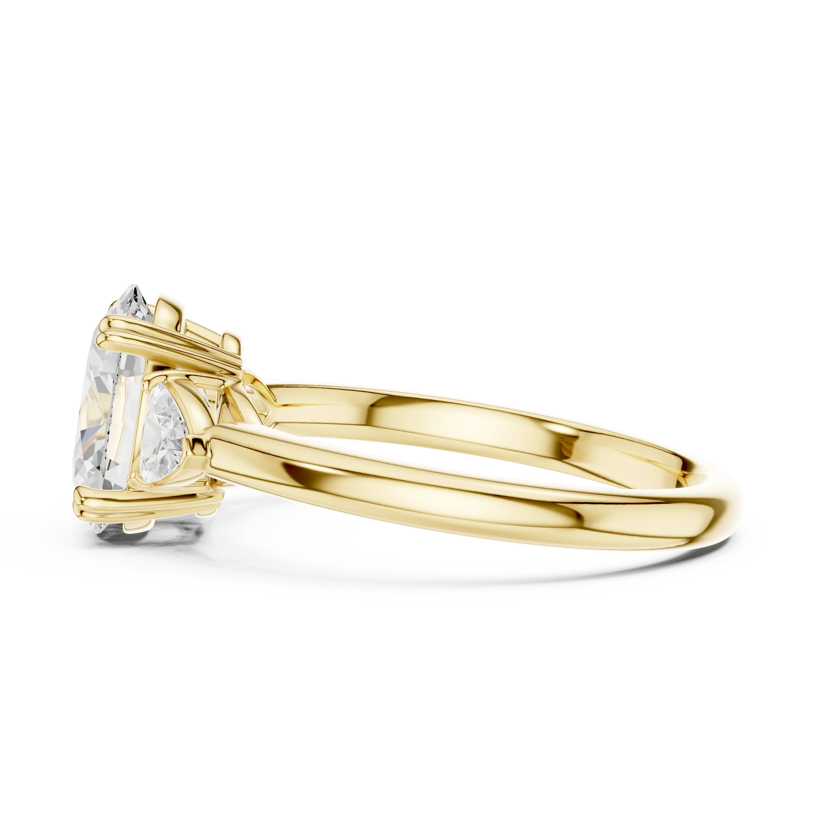 Trillion Side Diamond Oval Shape Engagement Ring