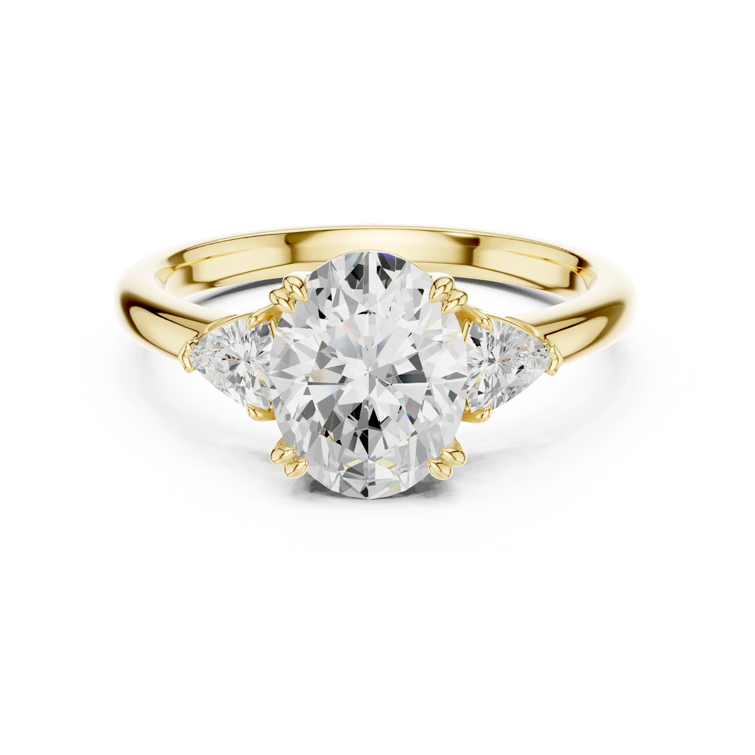 Trillion Side Diamond Oval Shape Engagement Ring