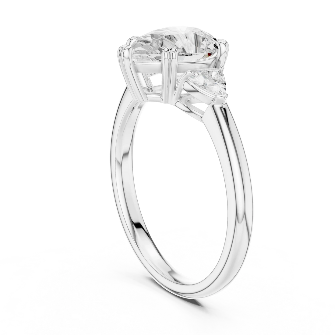 Trillion Side Diamond Pear Shape Engagement Ring