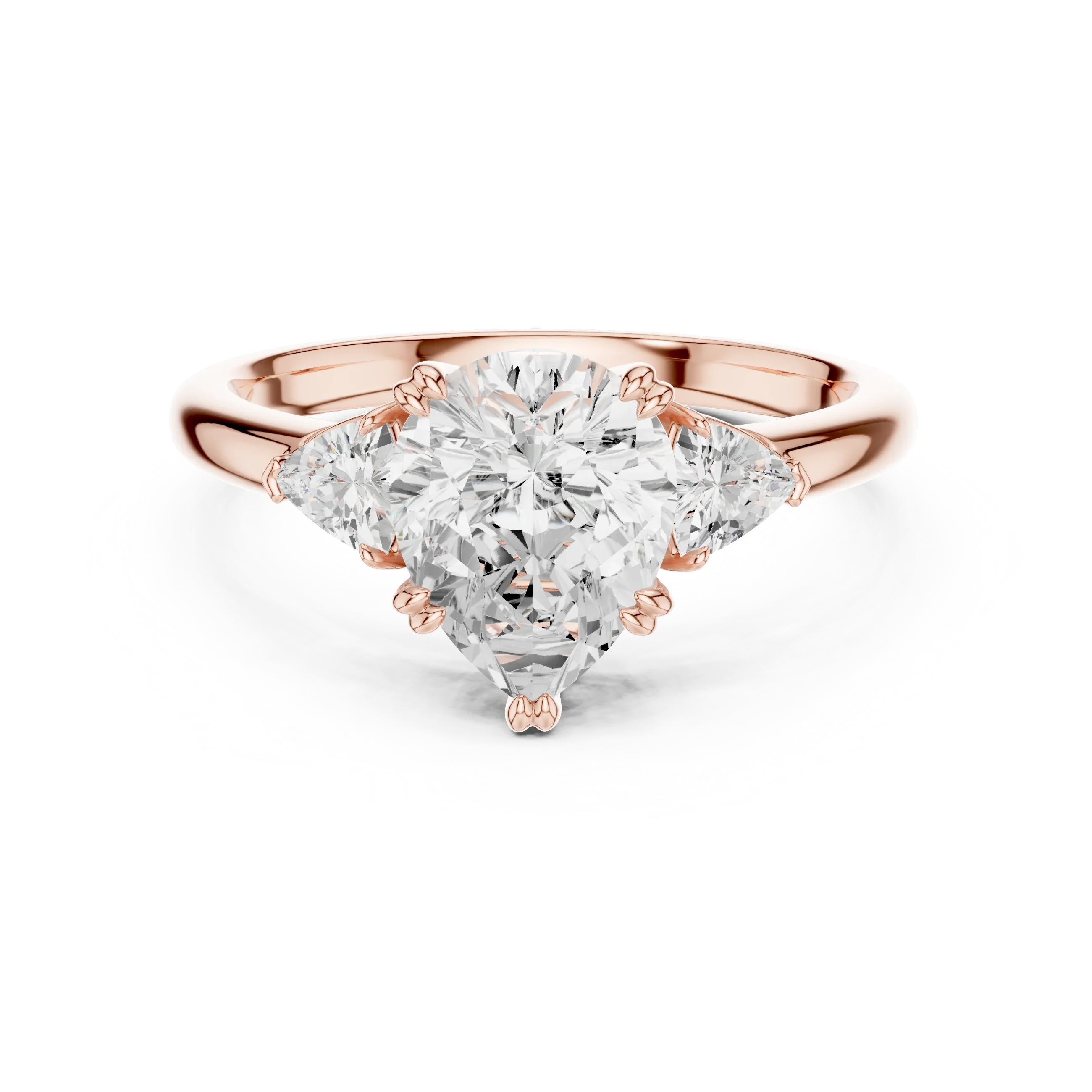 Trillion Side Diamond Pear Shape Engagement Ring