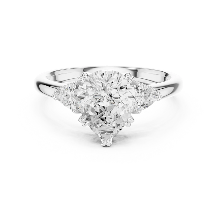 Trillion Side Diamond Pear Shape Engagement Ring