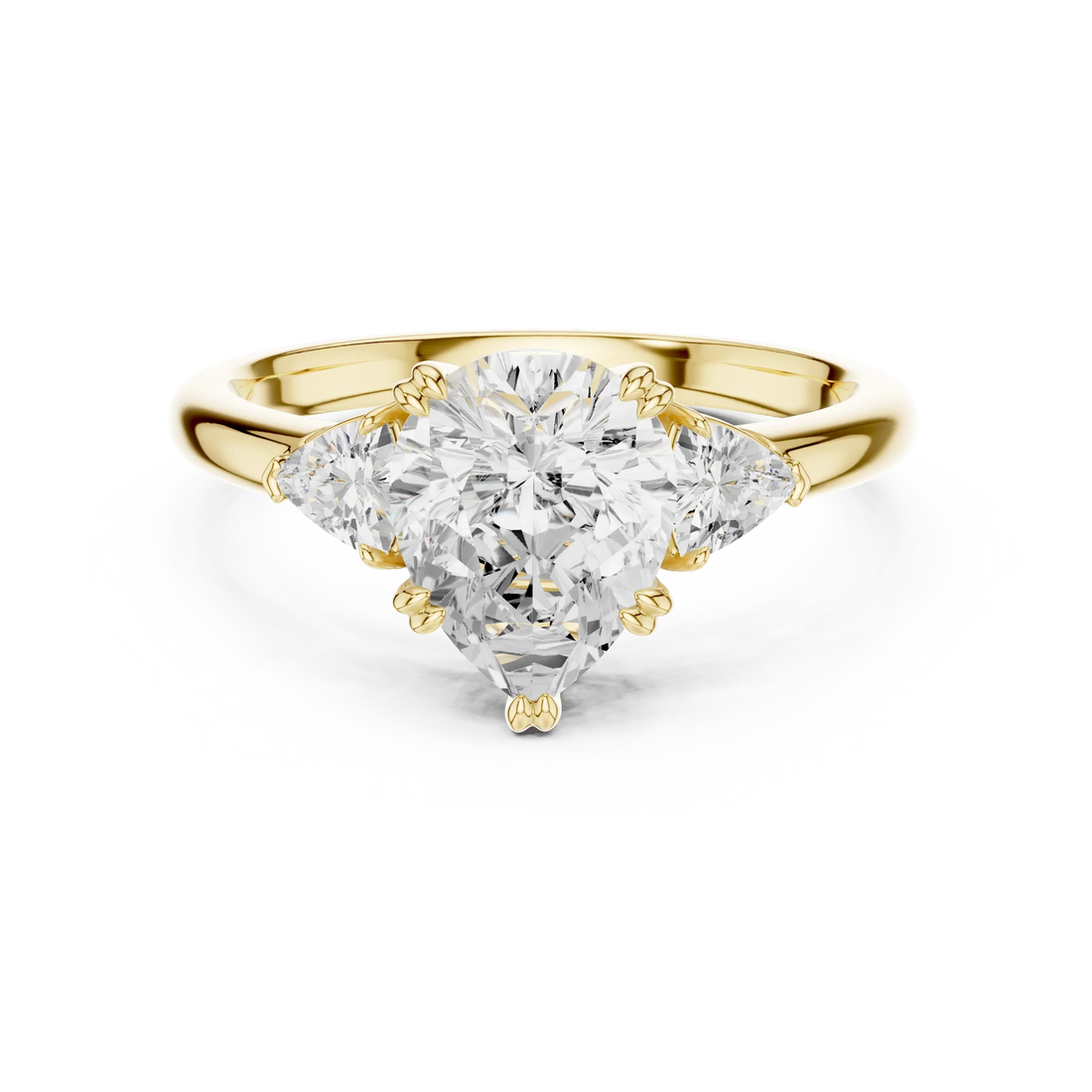 Trillion Side Diamond Pear Shape Engagement Ring