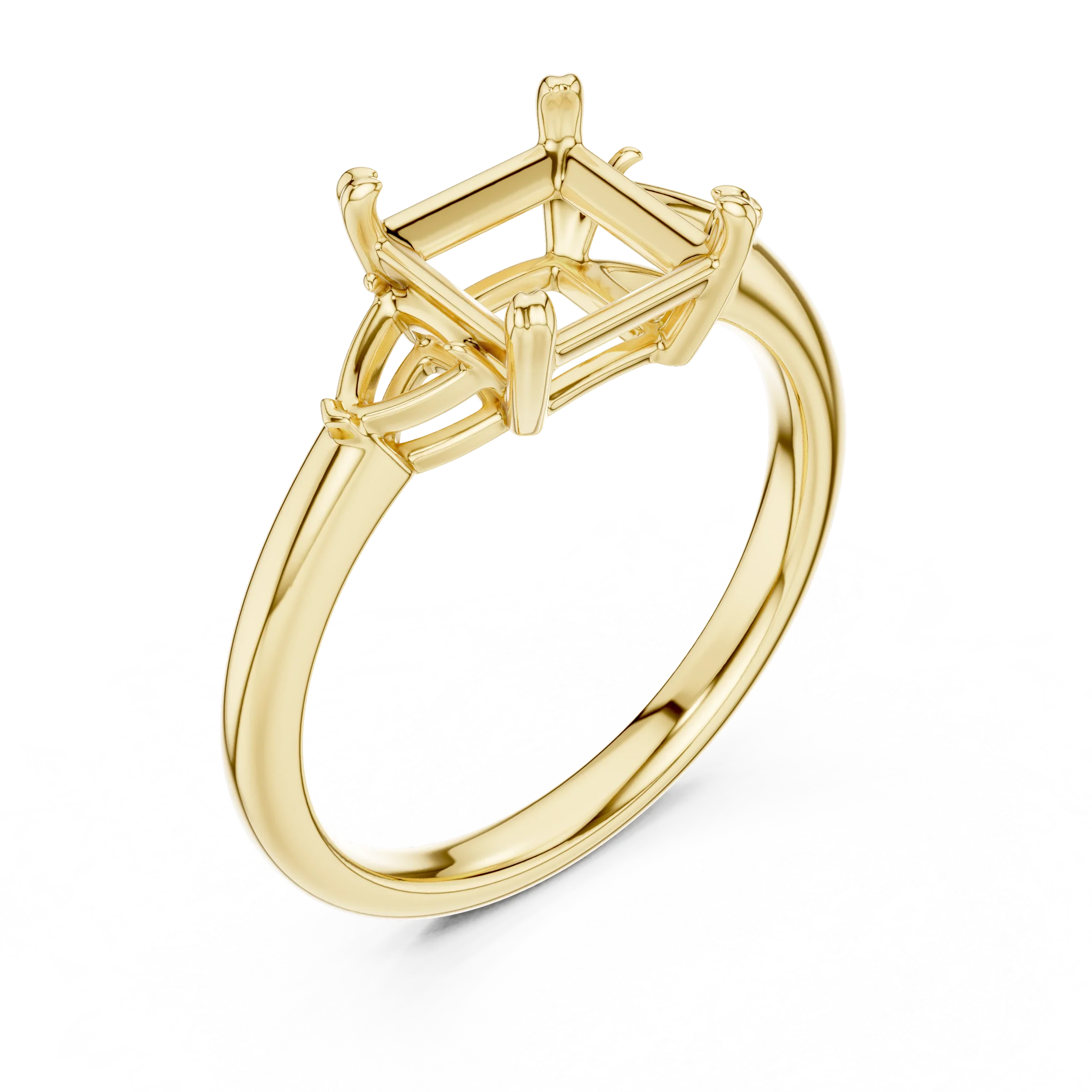 Trillion Side Diamond Princess Shape Engagement Ring