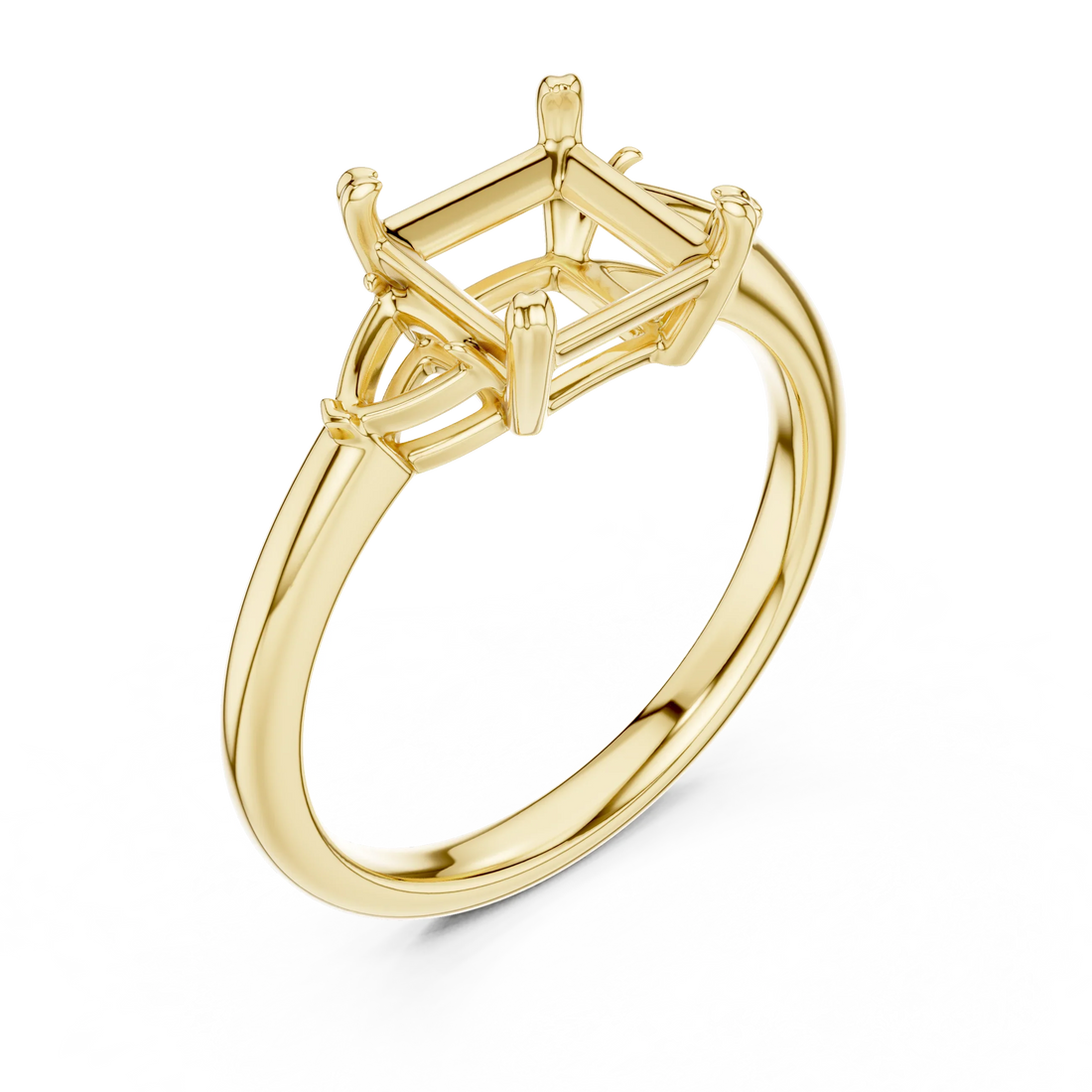 Trillion Side Diamond Princess Shape Engagement Ring