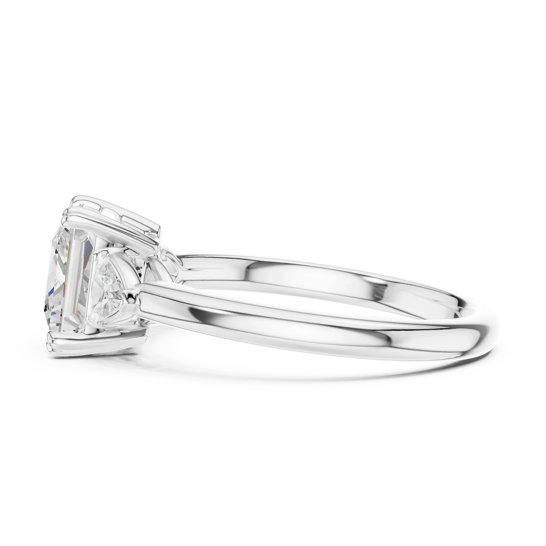 Trillion Side Diamond Princess Shape Engagement Ring