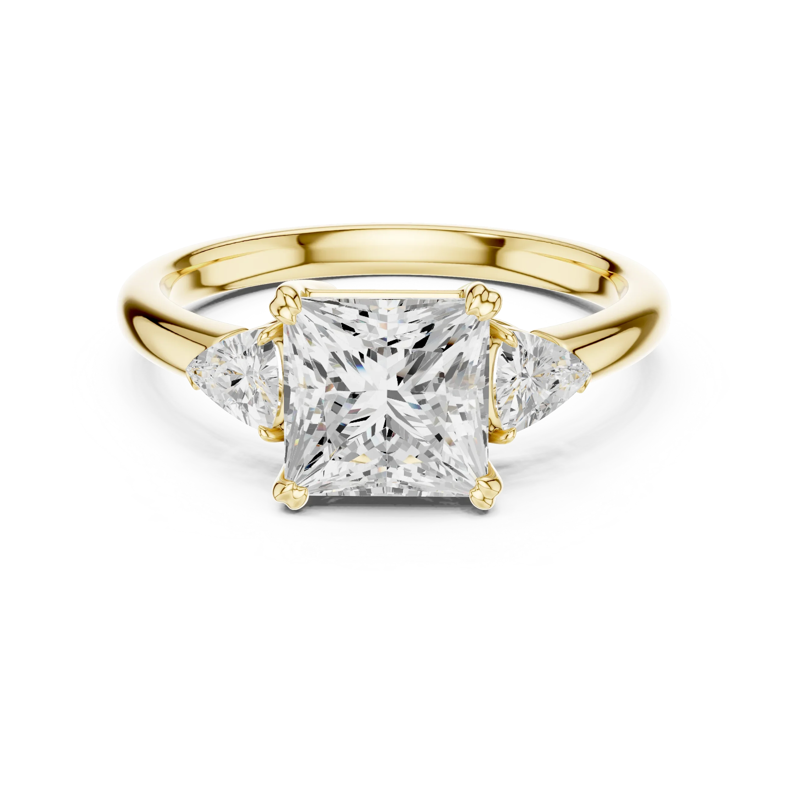Trillion Side Diamond Princess Shape Engagement Ring