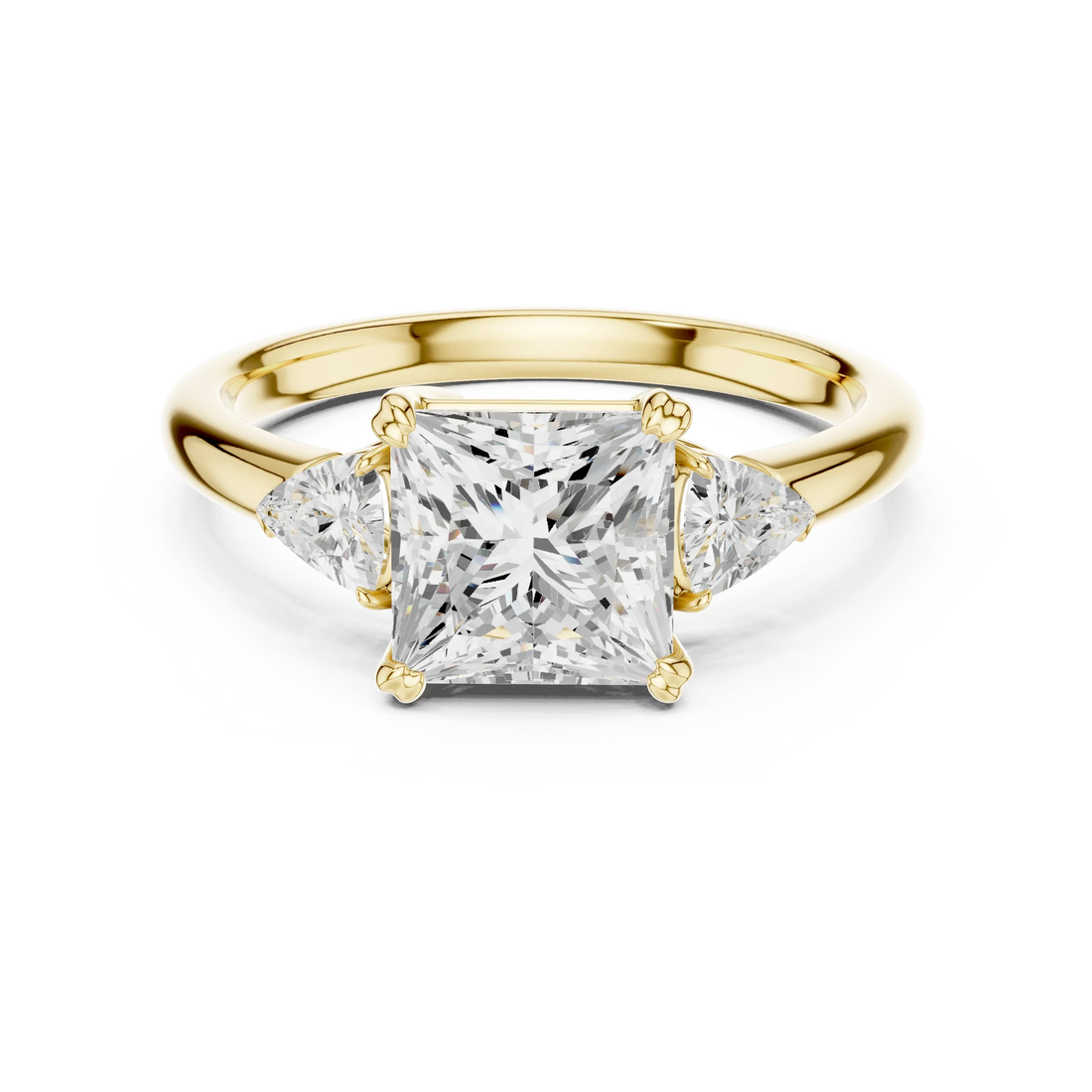 Trillion Side Diamond Princess Shape Engagement Ring
