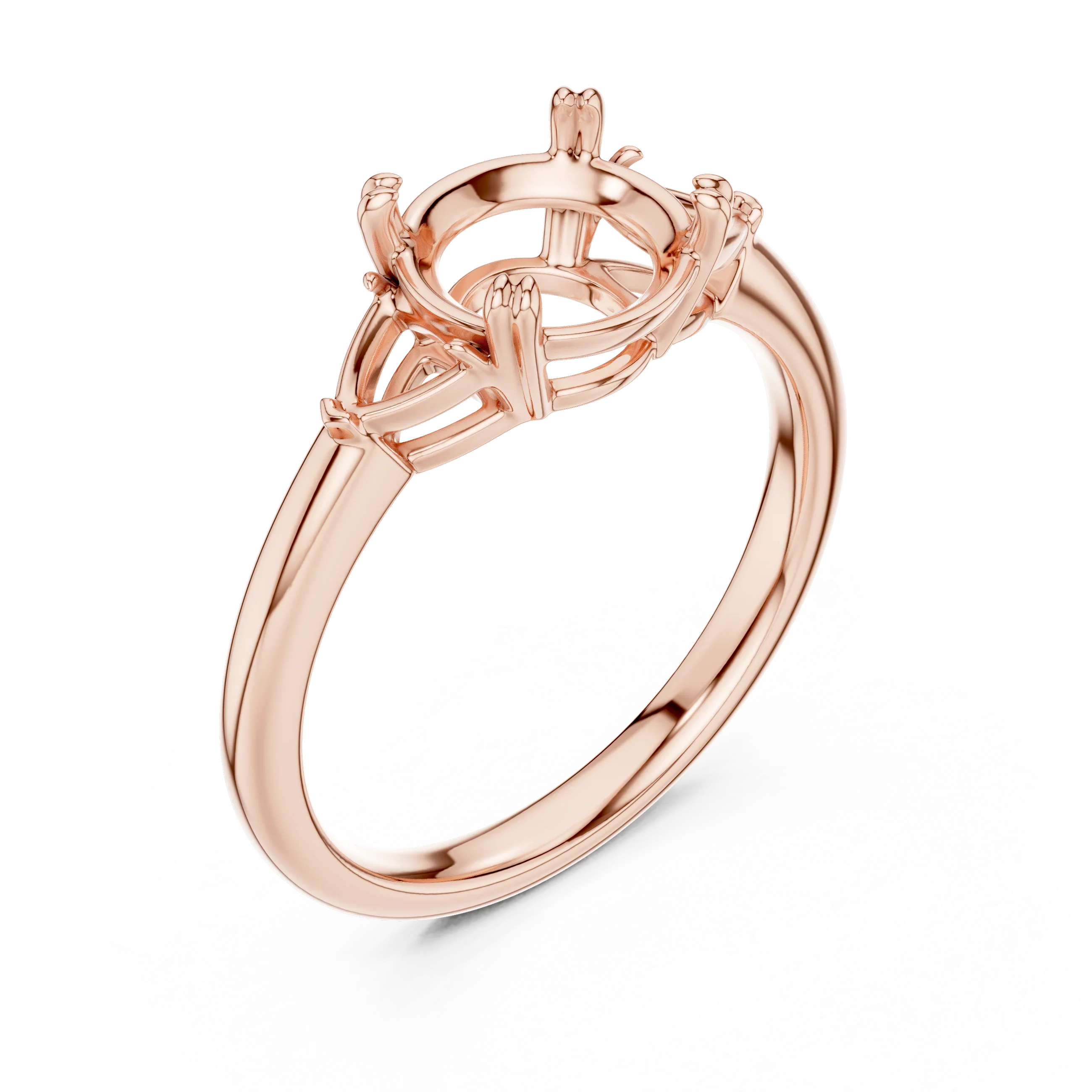 Trillion Side Diamond Round Shape Engagement Ring