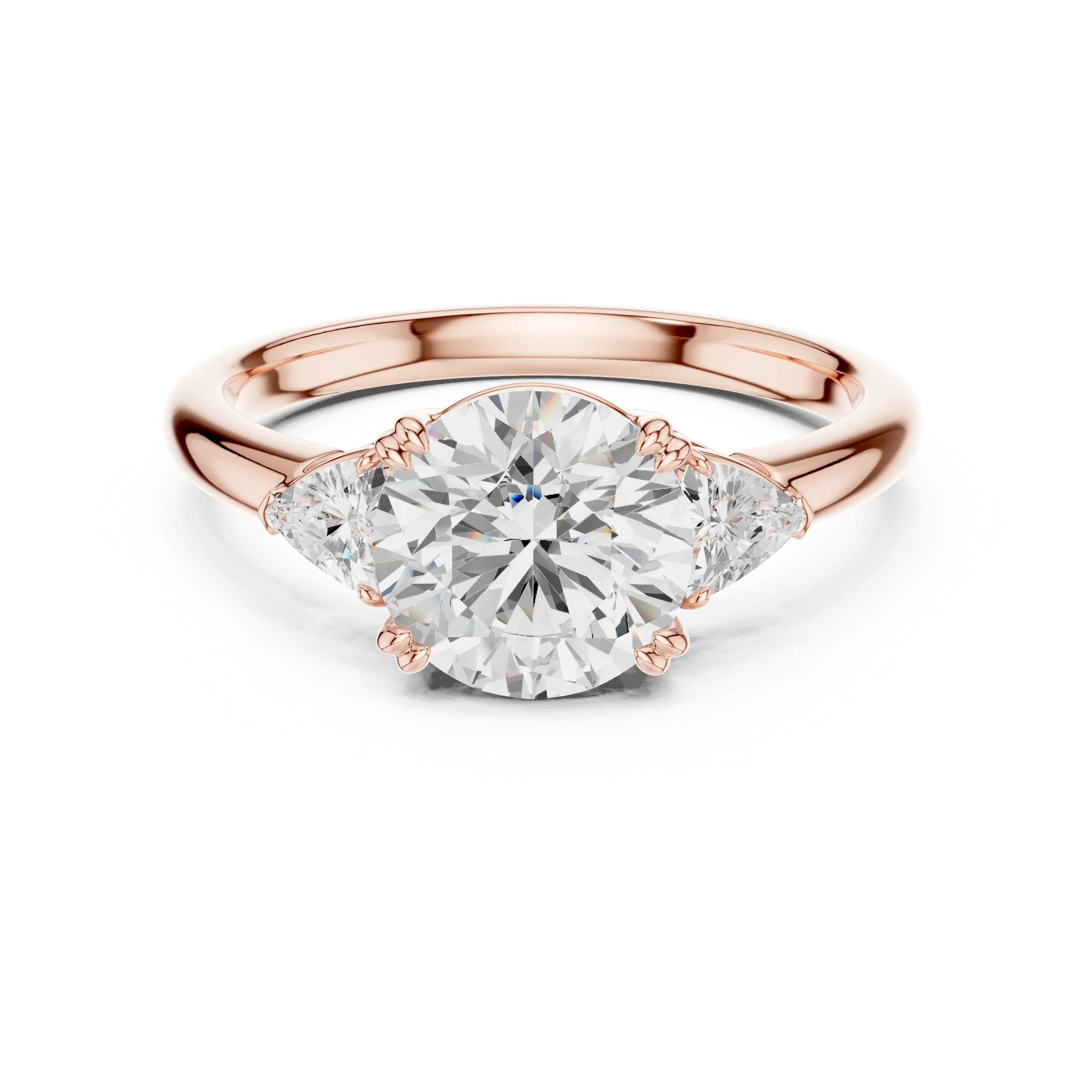 Trillion Side Diamond Round Shape Engagement Ring