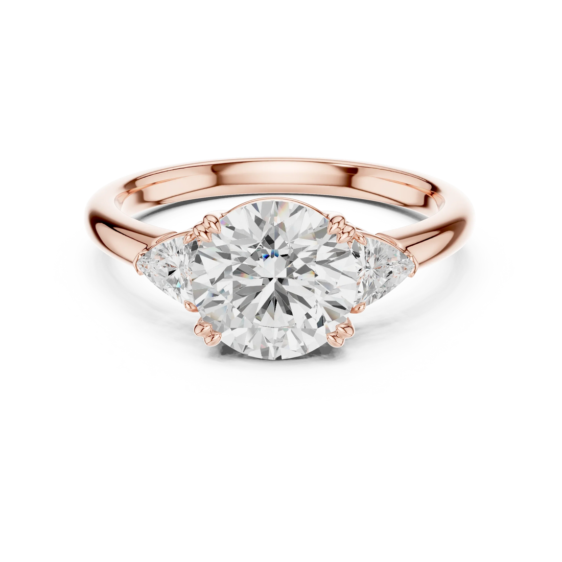 Trillion Side Diamond Round Shape Engagement Ring