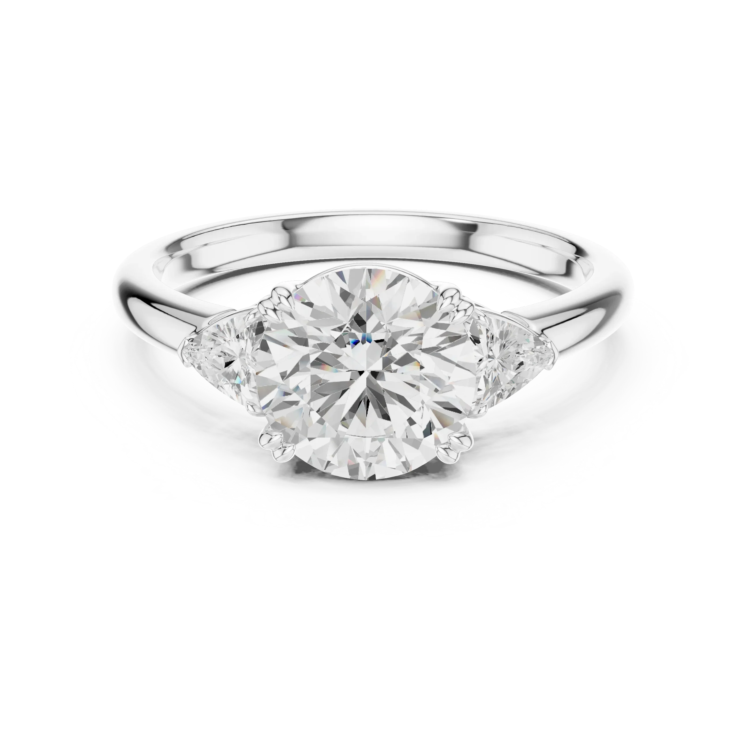 Trillion Side Diamond Round Shape Engagement Ring