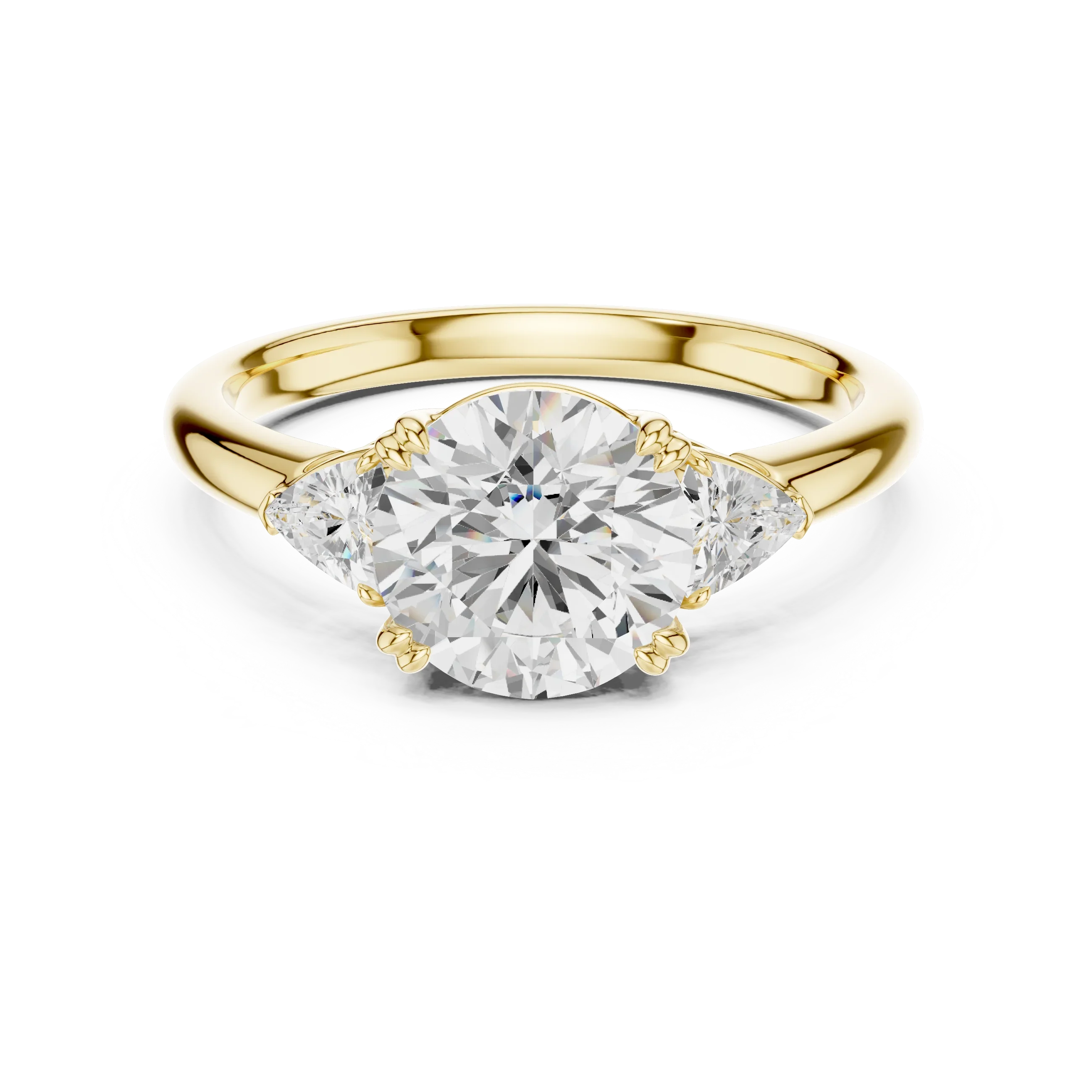 Trillion Side Diamond Round Shape Engagement Ring