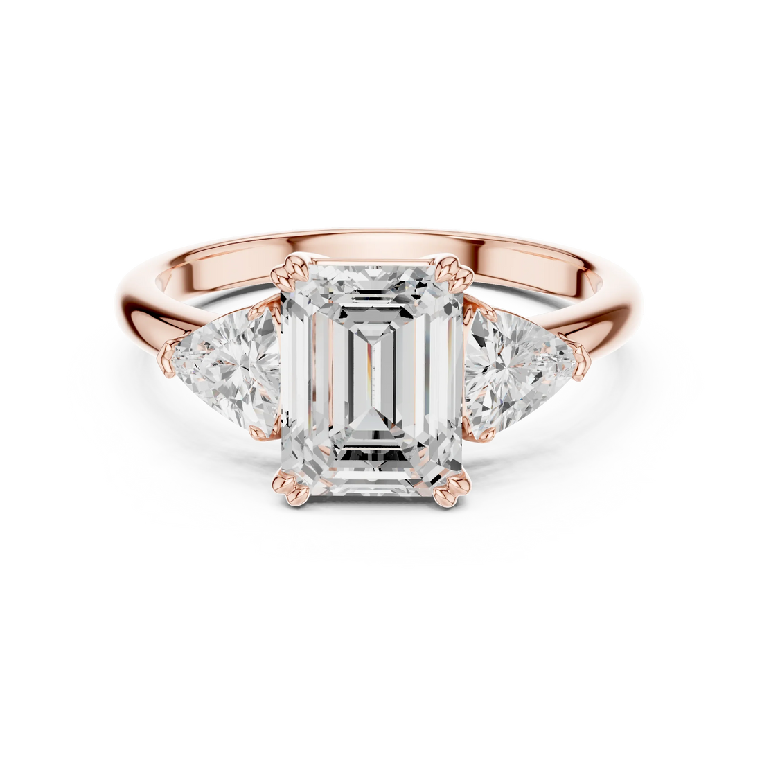 Emerald Cut Diamond Three Stone Engagement Ring