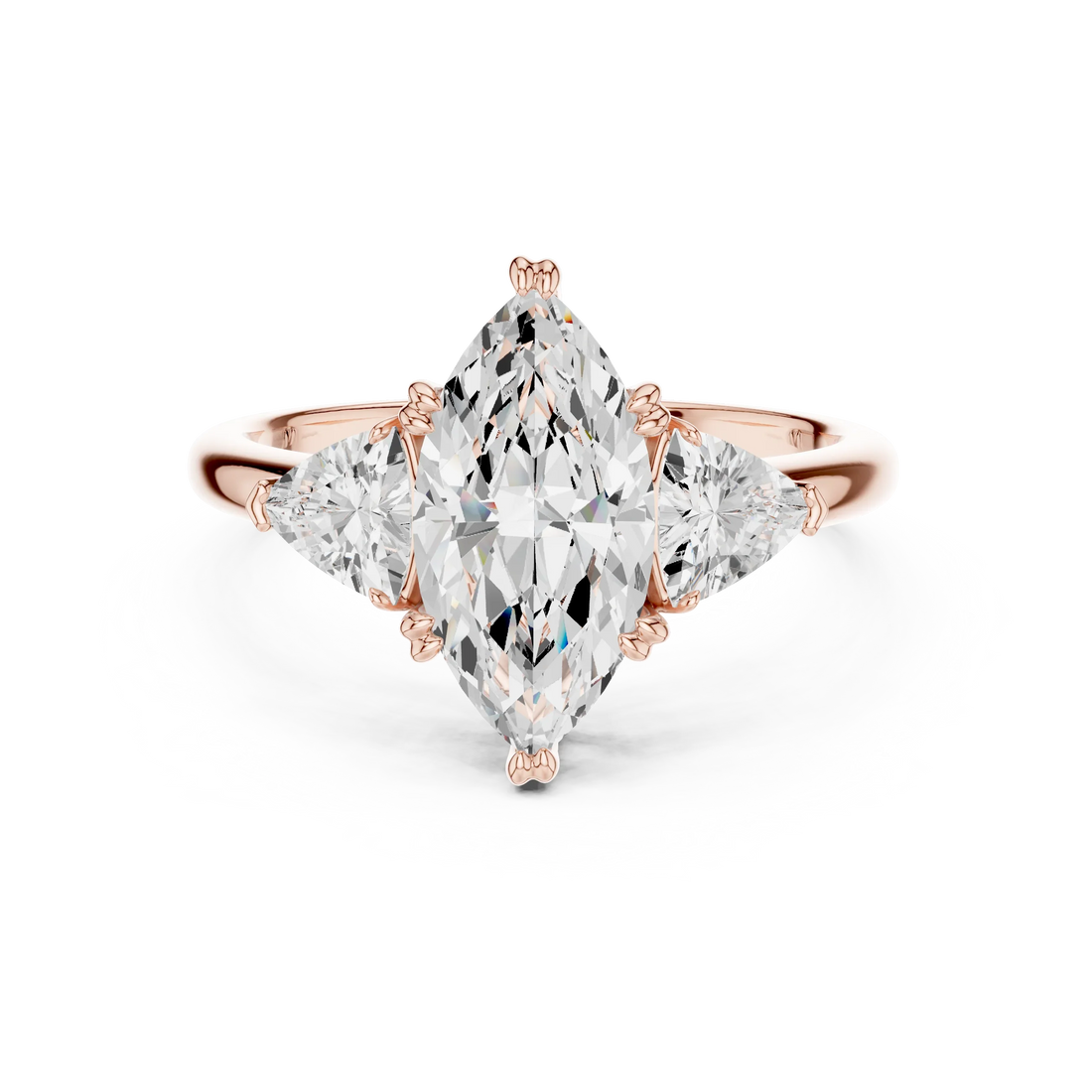 Marquise Cut Diamond Three Stone Engagement Ring