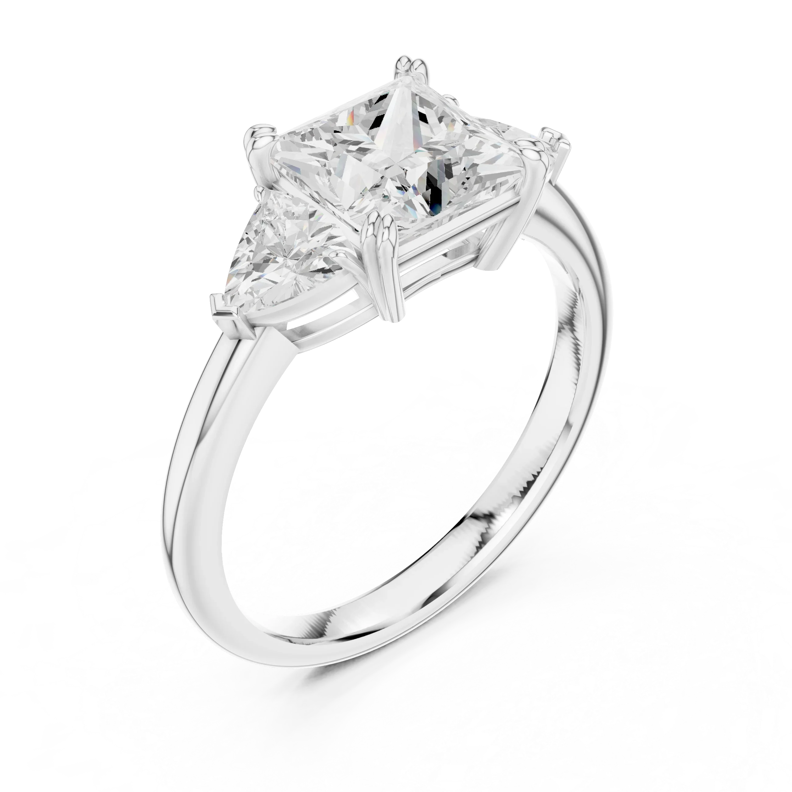 Princess Cut Diamond Three Stone Engagement Ring