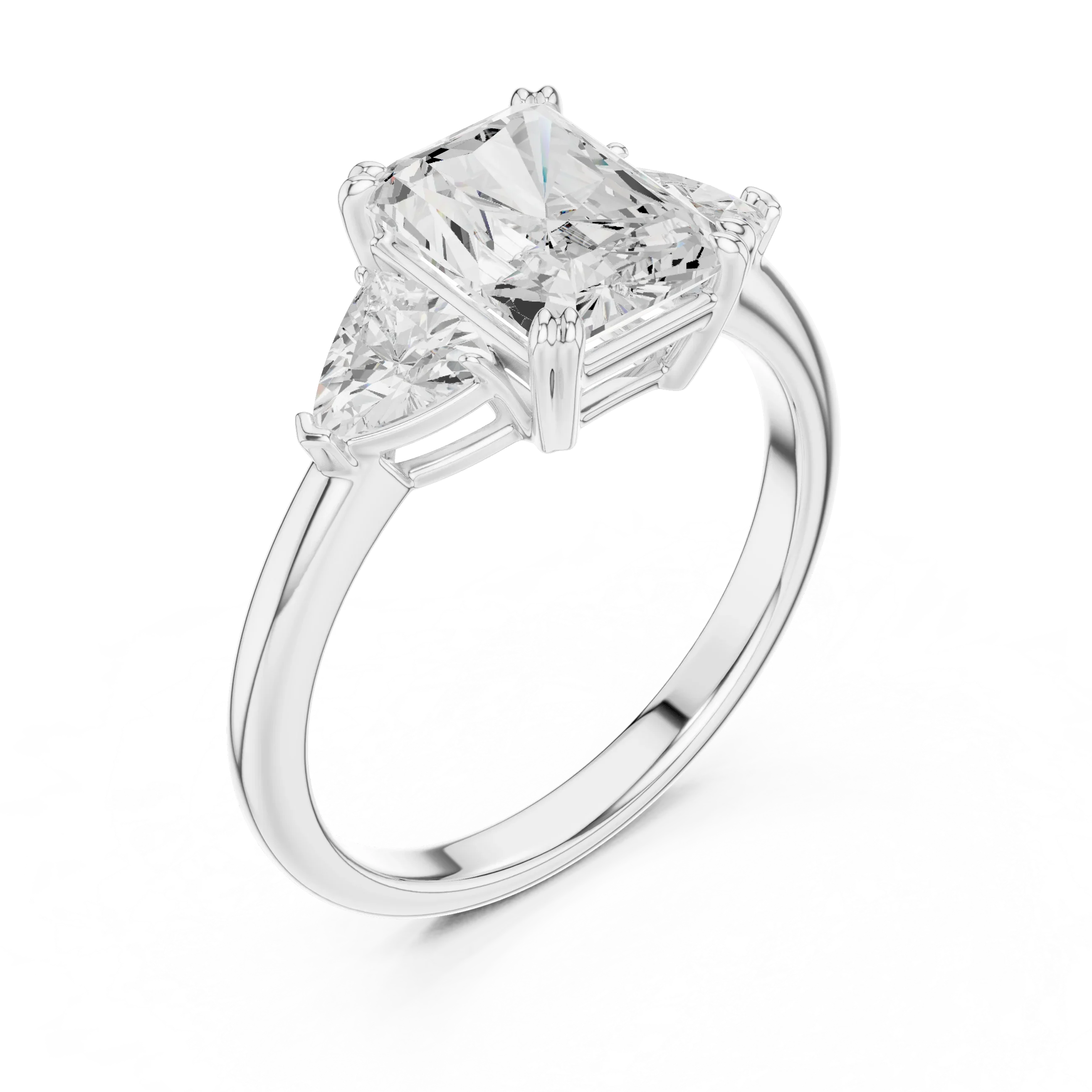 Radiant Cut Diamond Three Stone Engagement Ring