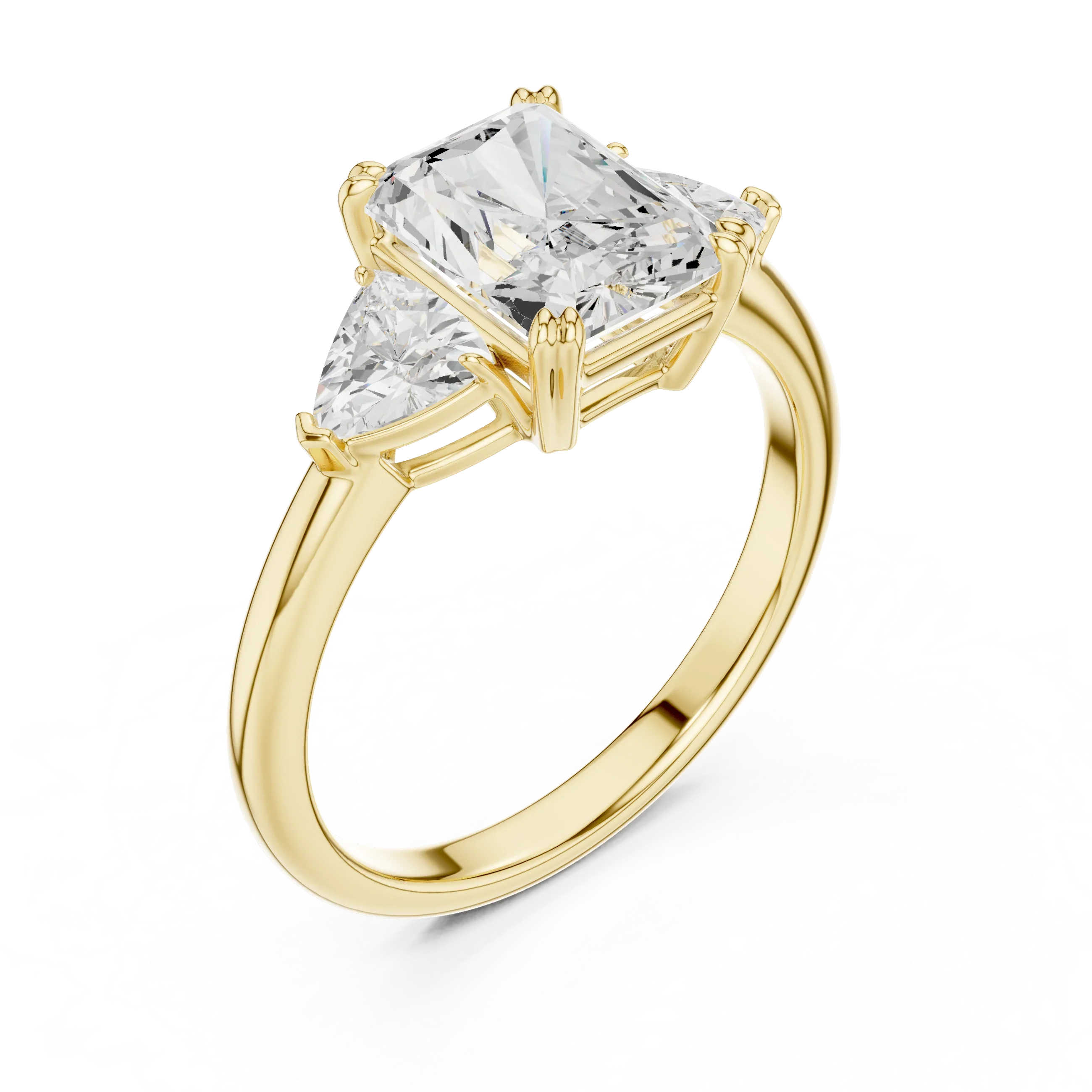 Radiant Cut Diamond Three Stone Engagement Ring