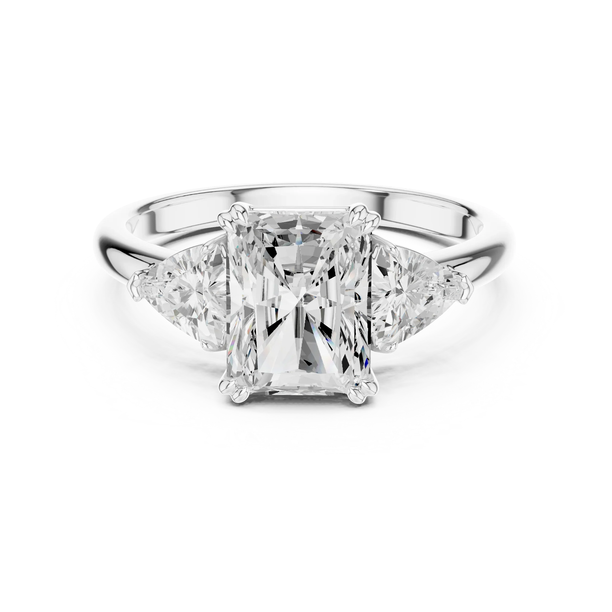 Radiant Cut Diamond Three Stone Engagement Ring