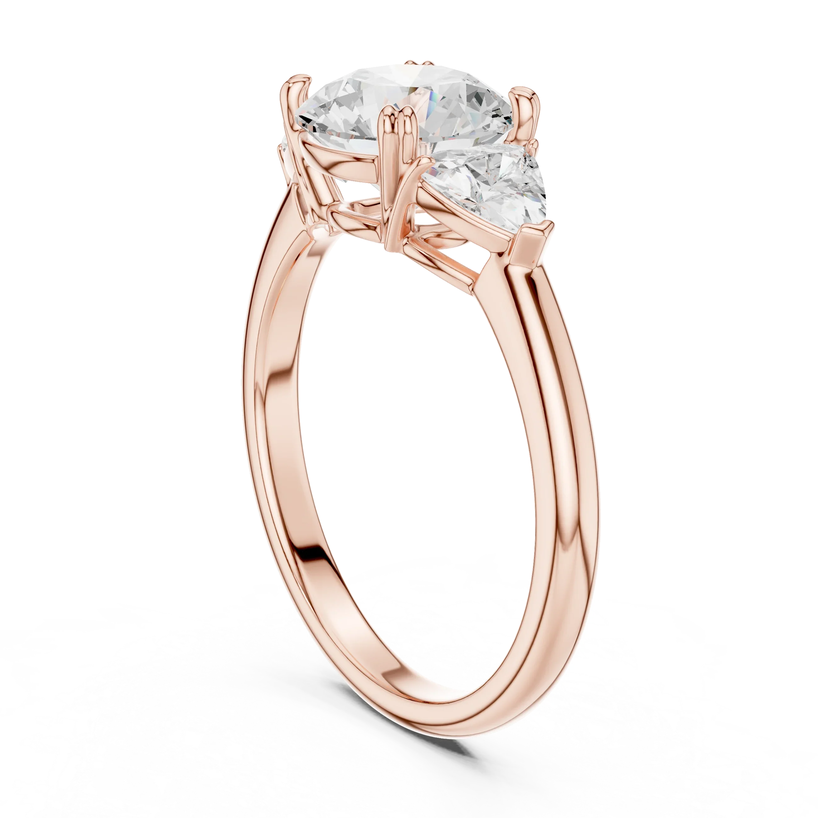 Round Cut Diamond Three Stone Engagement Ring
