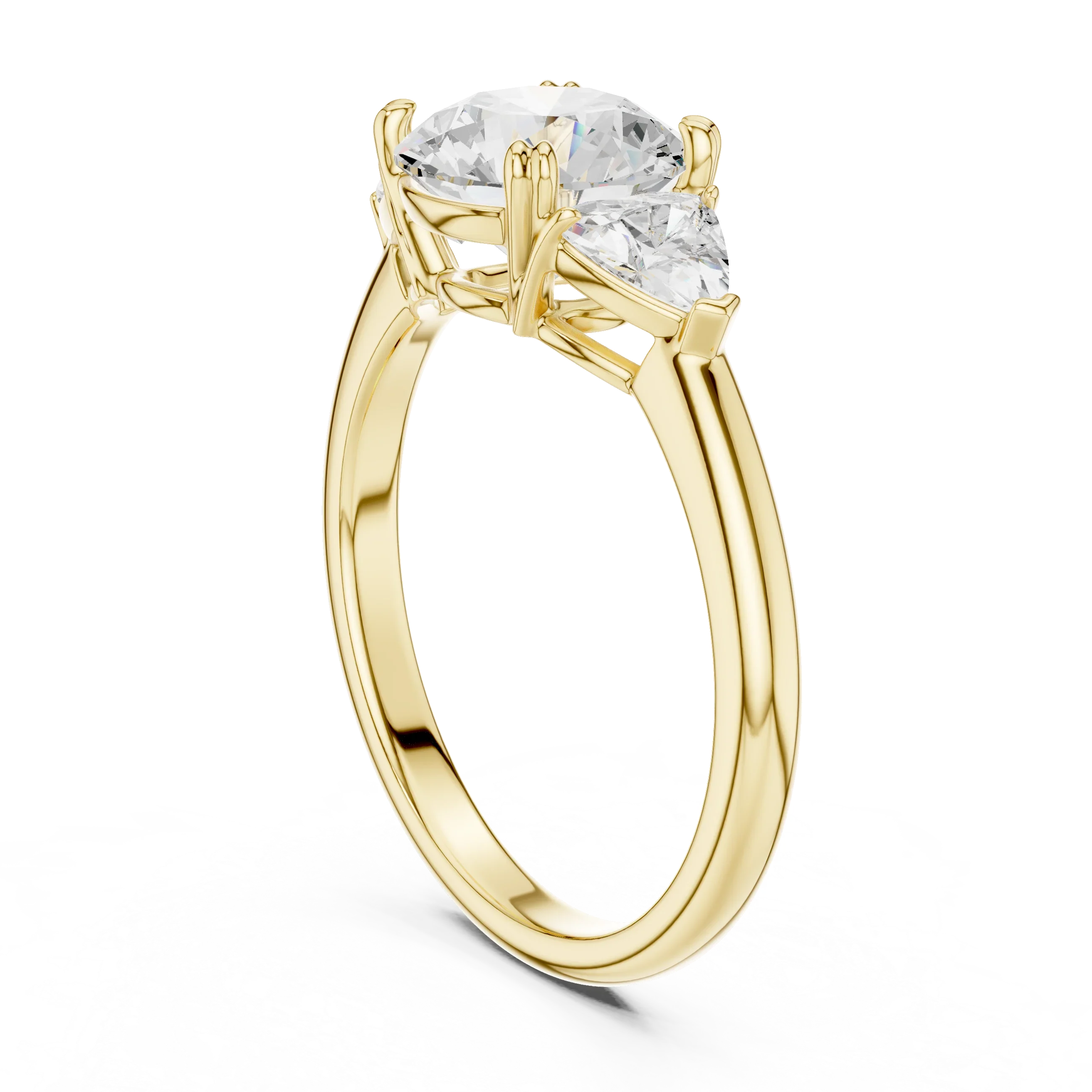 Round Cut Diamond Three Stone Engagement Ring