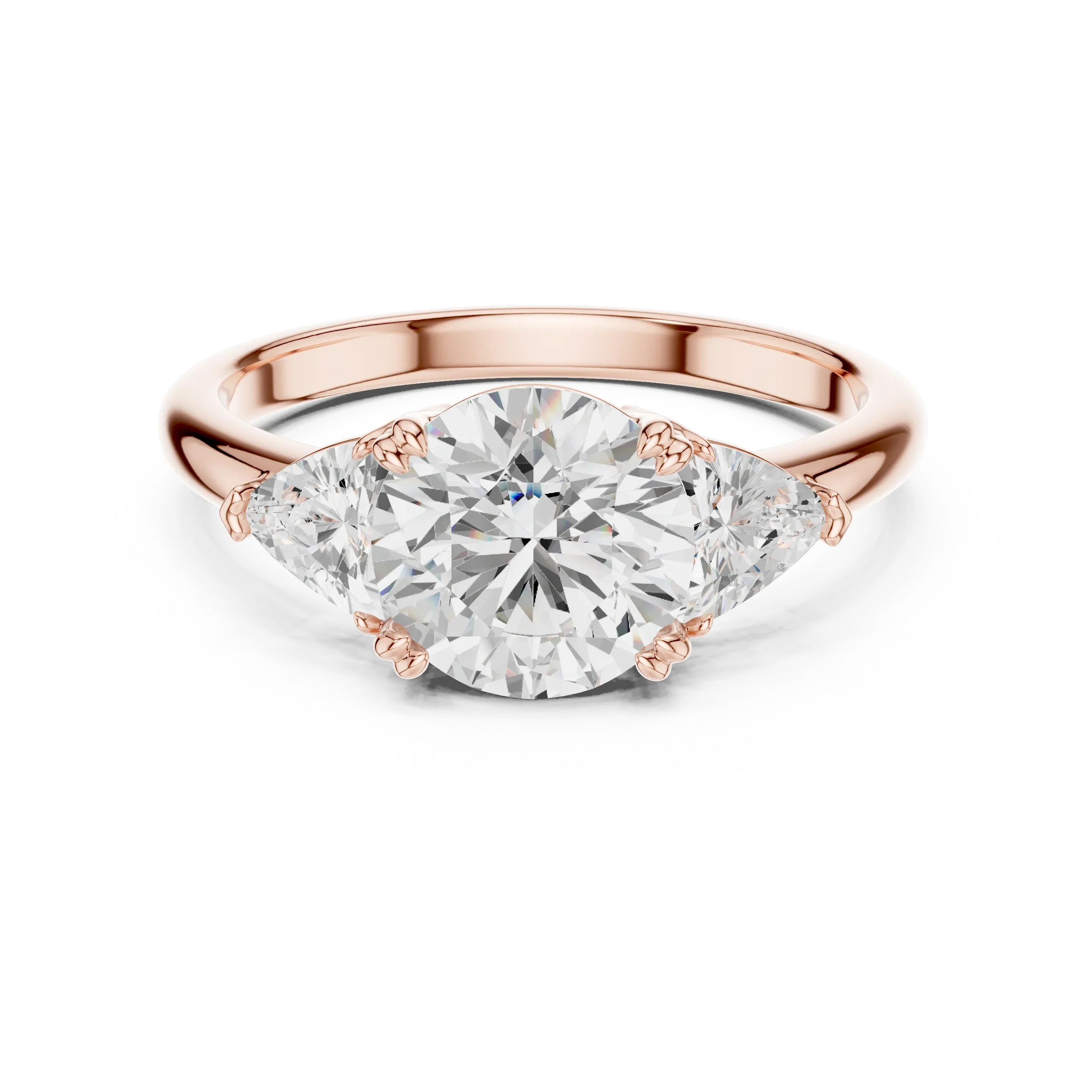 Round Cut Diamond Three Stone Engagement Ring