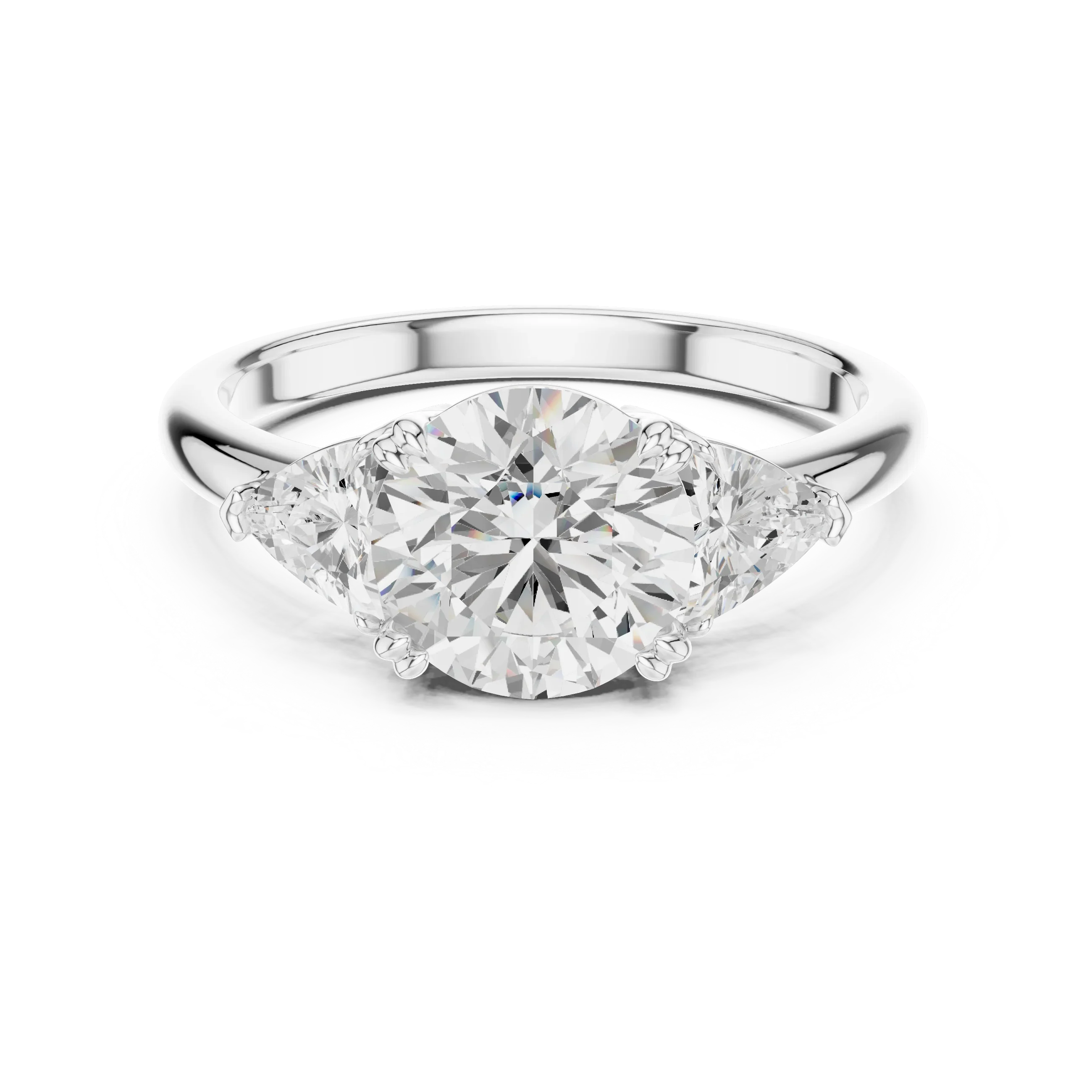 Round Cut Diamond Three Stone Engagement Ring