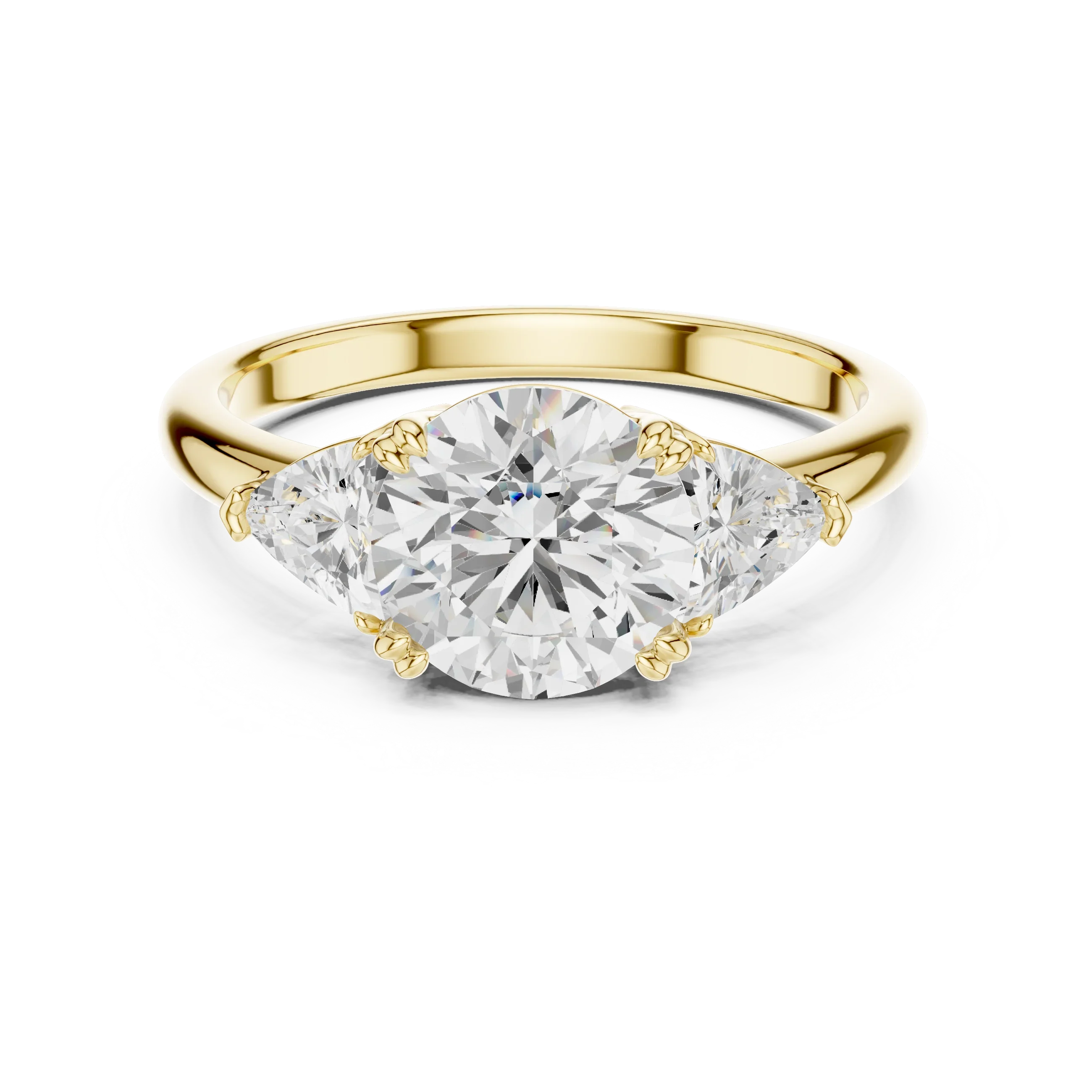 Round Cut Diamond Three Stone Engagement Ring