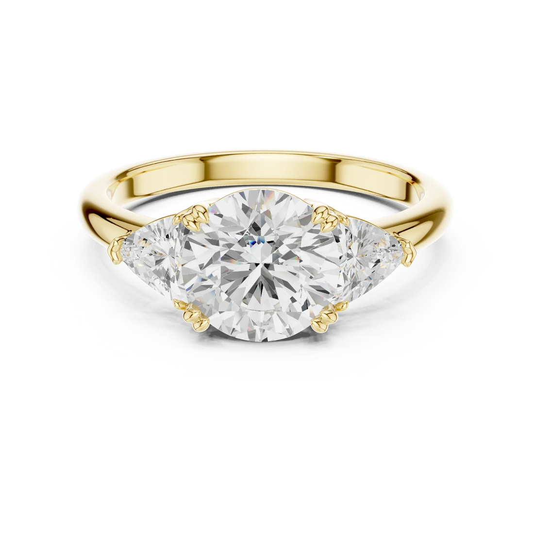 Round Cut Diamond Three Stone Engagement Ring