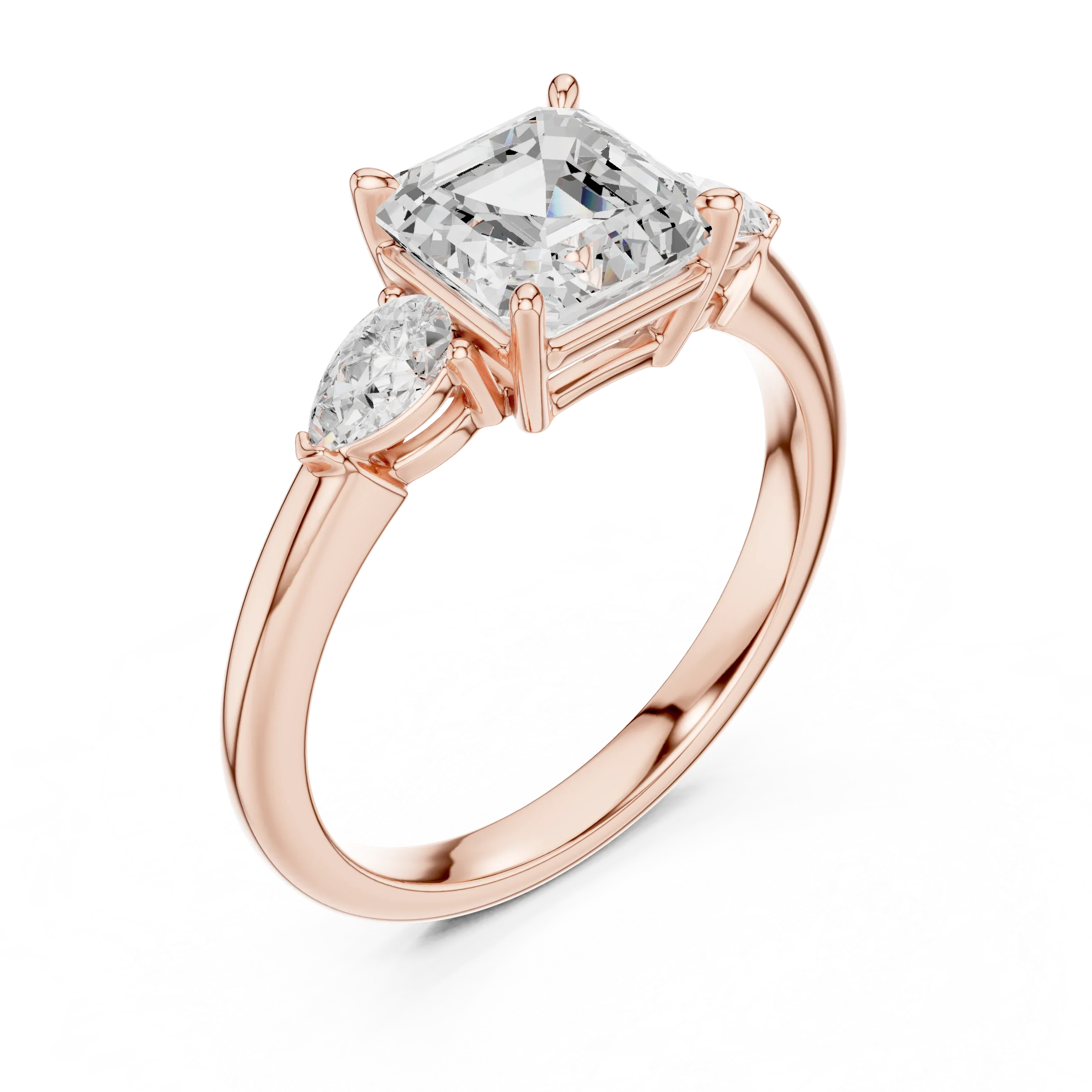 Asscher Cut Diamond Three-Stone Engagement Ring