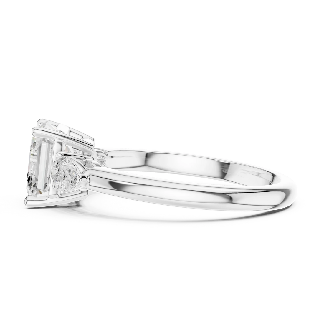 Asscher Cut Diamond Three-Stone Engagement Ring