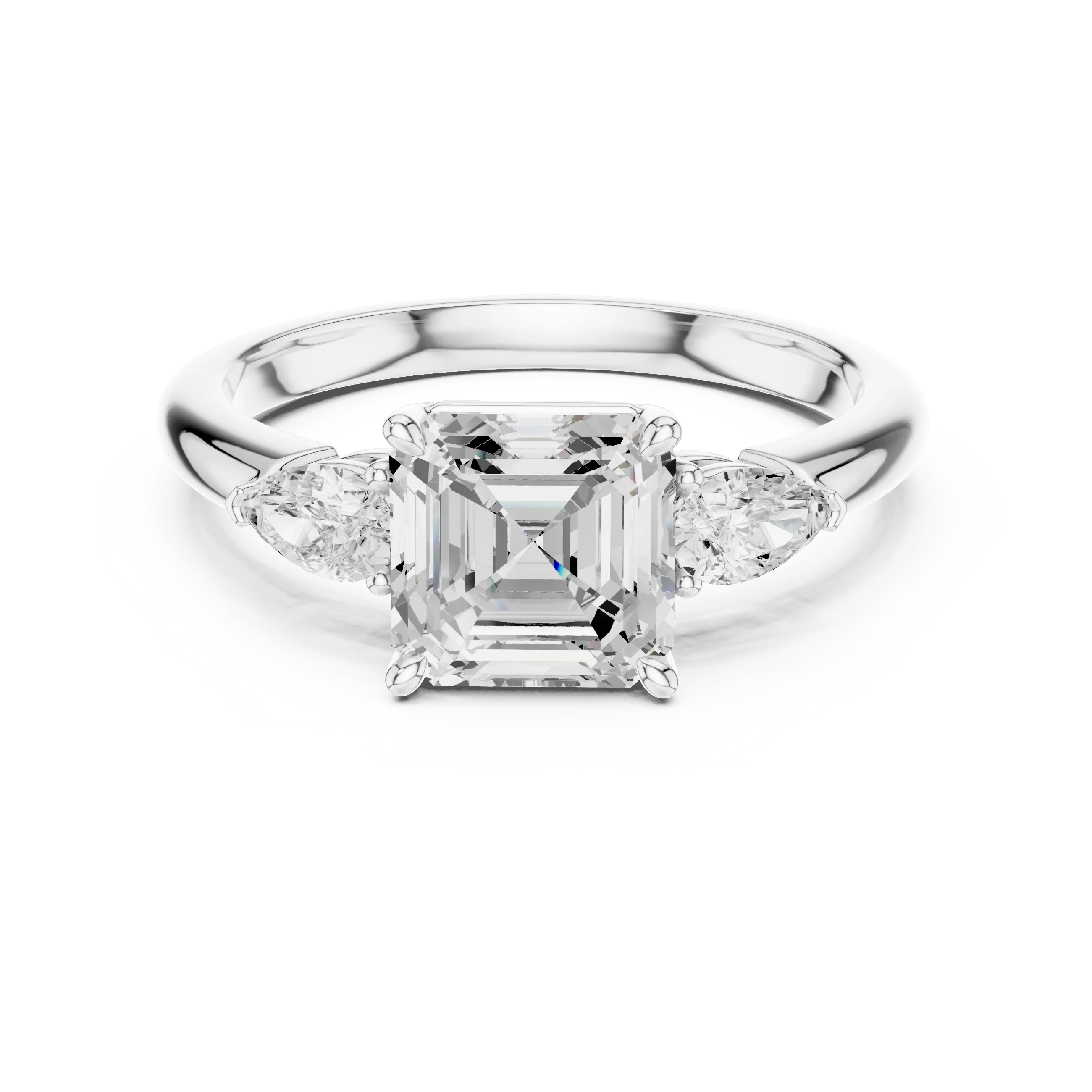 Asscher Cut Diamond Three-Stone Engagement Ring