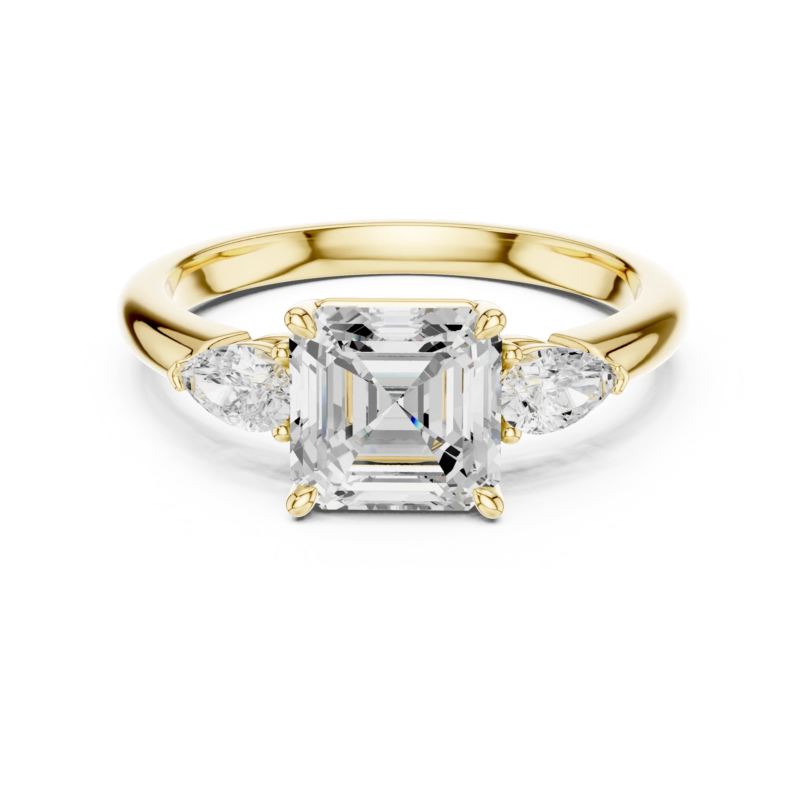 Asscher Cut Diamond Three-Stone Engagement Ring