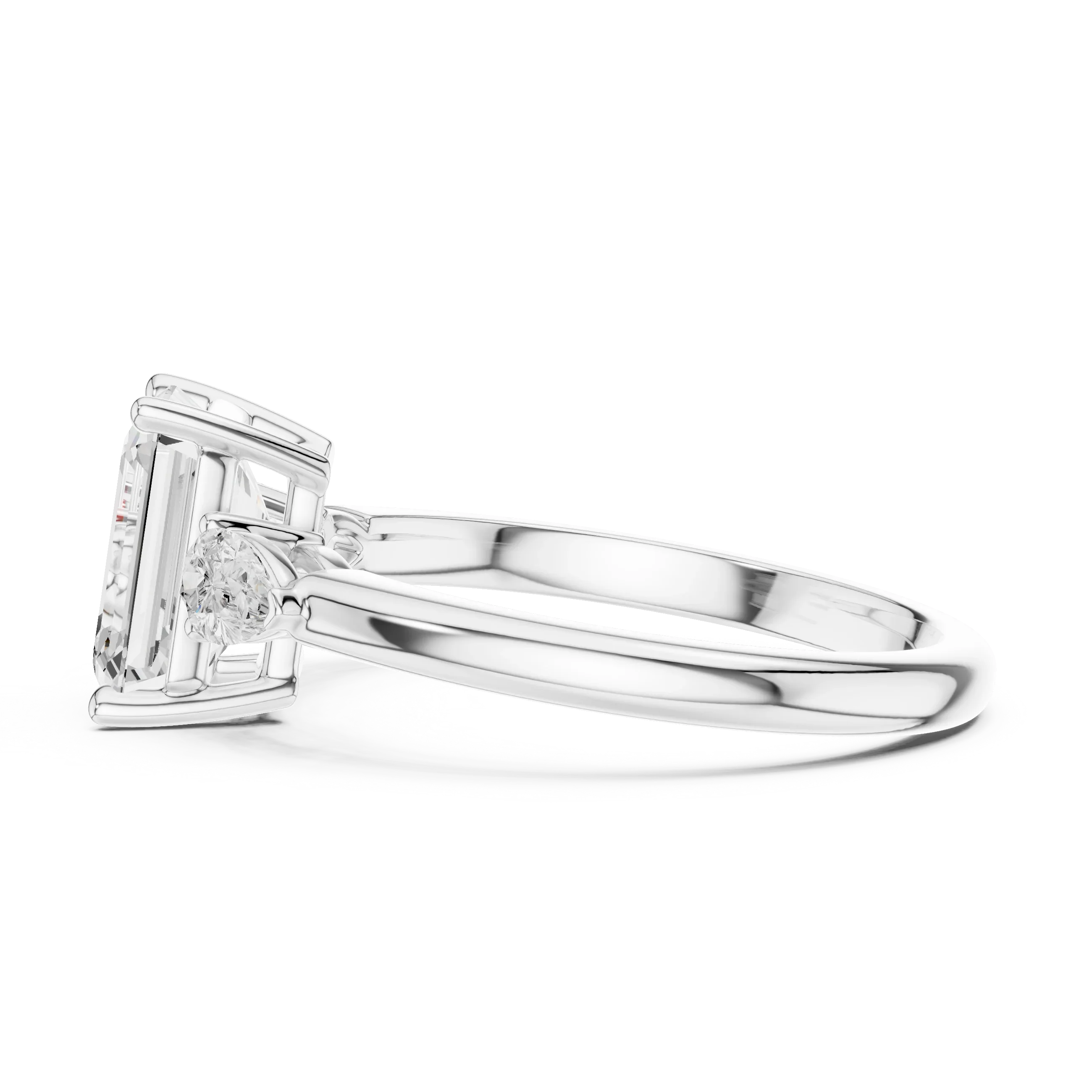 Emerald Cut Diamond Three-Stone Engagement Ring