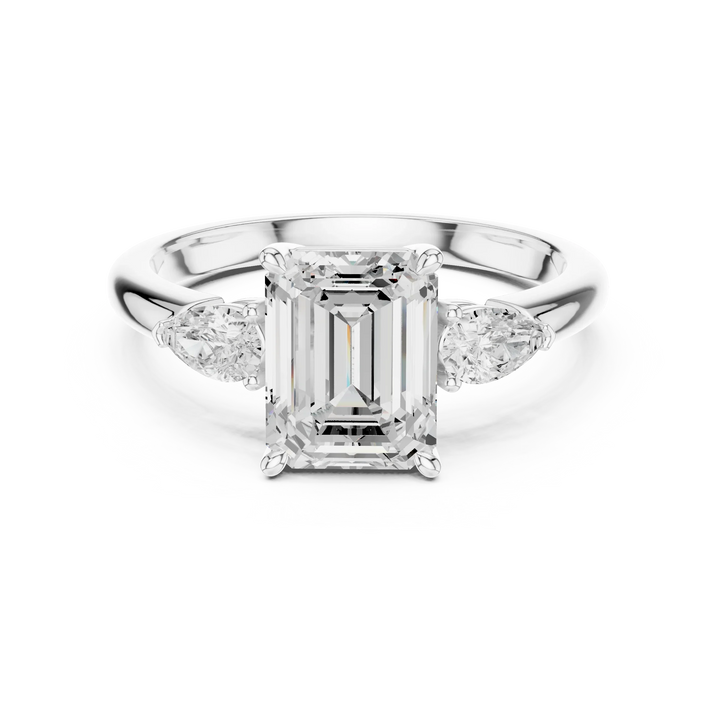 Emerald Cut Diamond Three-Stone Engagement Ring