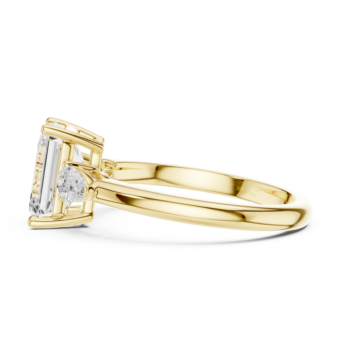 Emerald Cut Diamond Three-Stone Engagement Ring