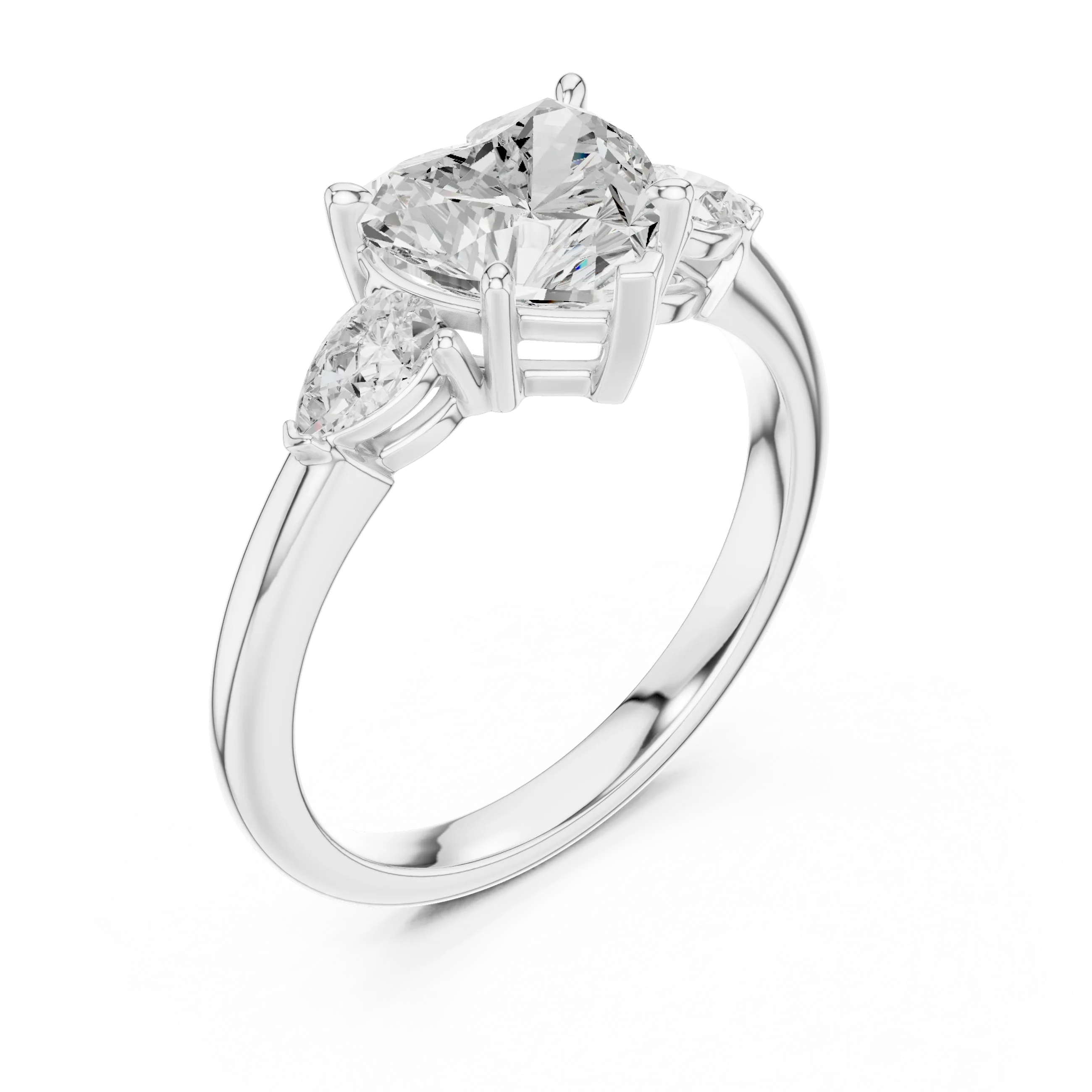 Heart Cut Diamond Three-Stone Engagement Ring